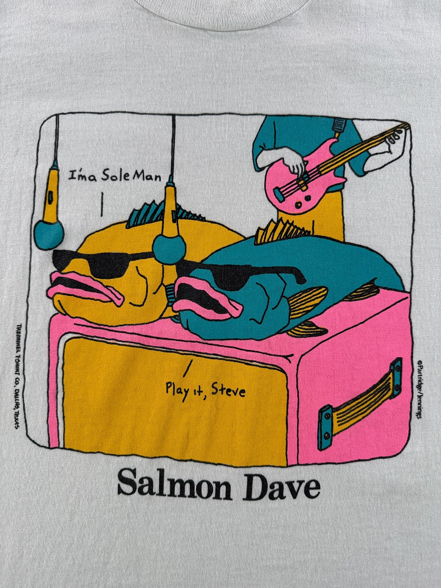 Graphic of Vintage Salmon Dave Sam and Dave Parody Fish Tee SZ XL (Fits L)