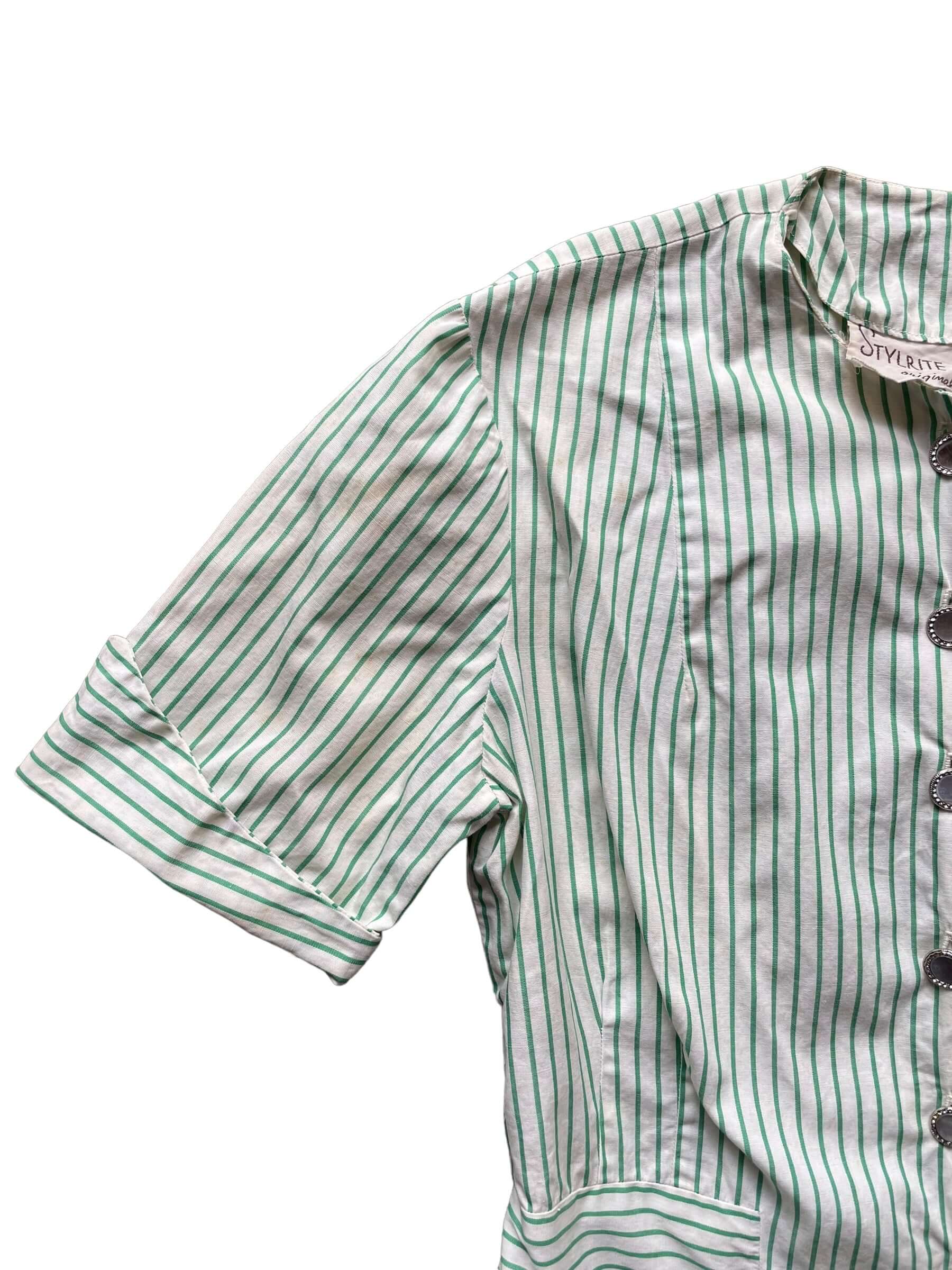 Front right sleeve of 1940s Stylerite Striped Top M