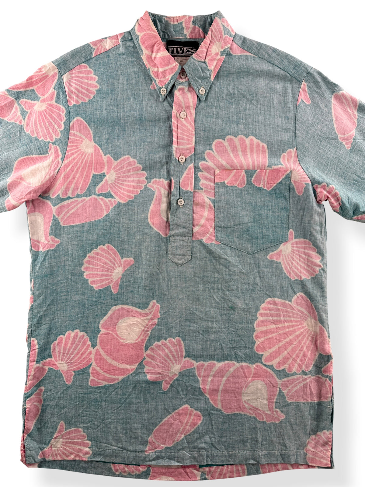 Close-up of Vintage Fives Cotton Aloha Shirt SZ S