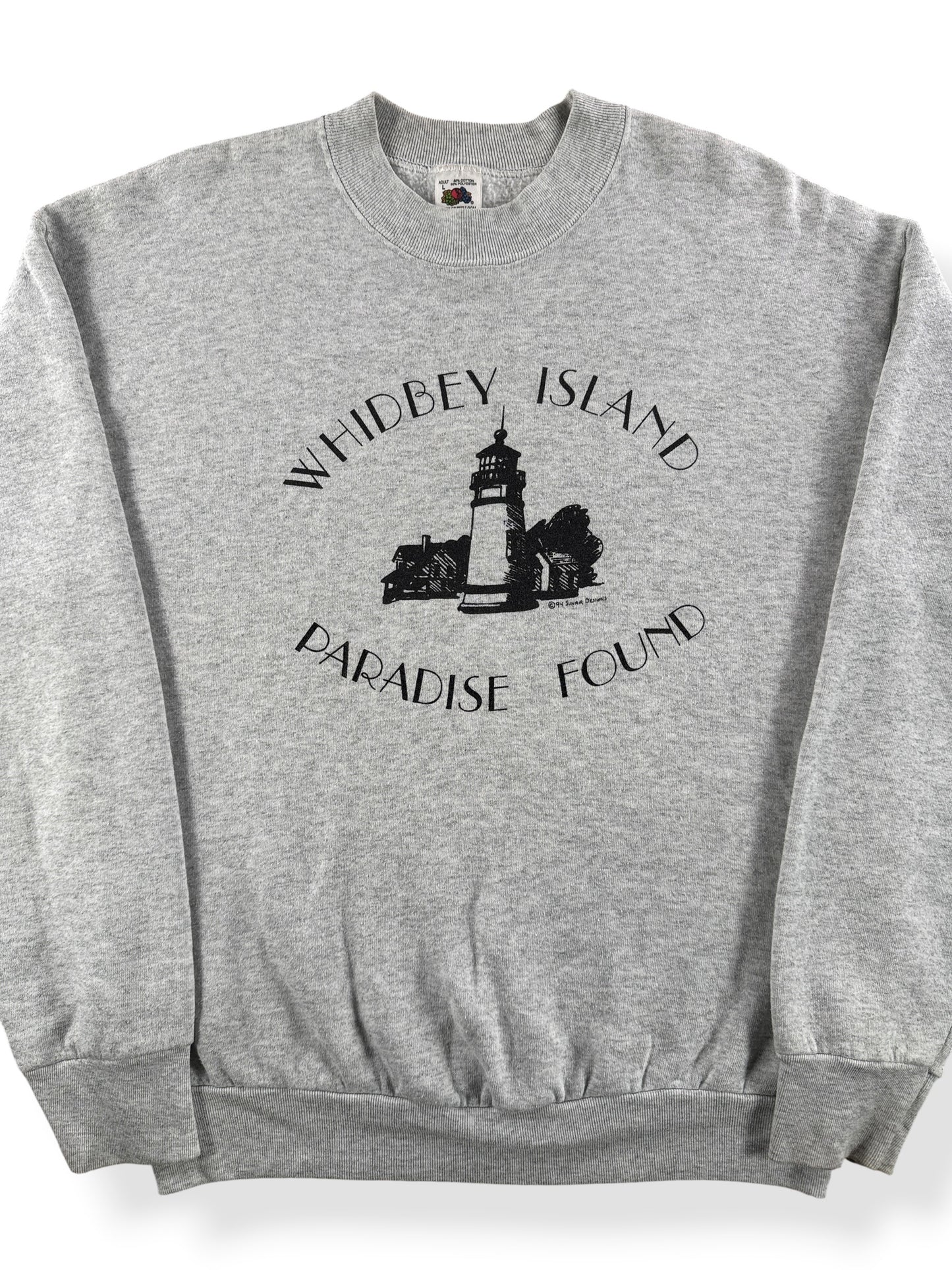 Front Close Up of Vintage 80s Whidbey Island Crewneck SZ L (Fits M)