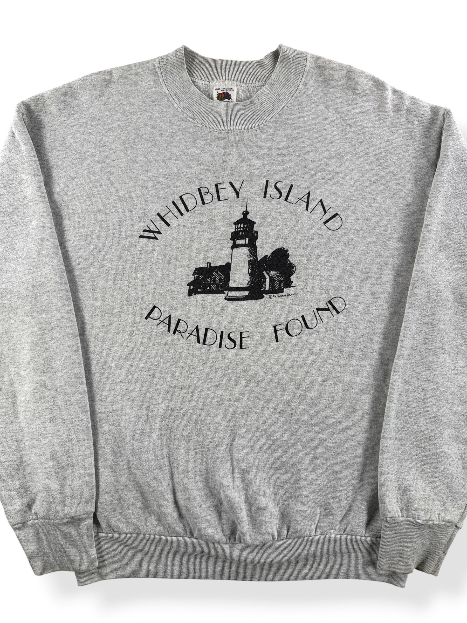 Front Close Up of Vintage 80s Whidbey Island Crewneck SZ L (Fits M)