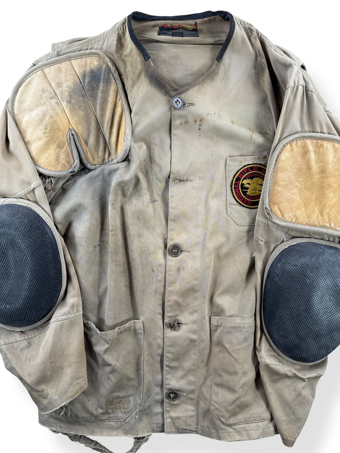 Front Close Up of Vintage Shooting Jacket w/ Great Patches SZ 44 (Fits M)
