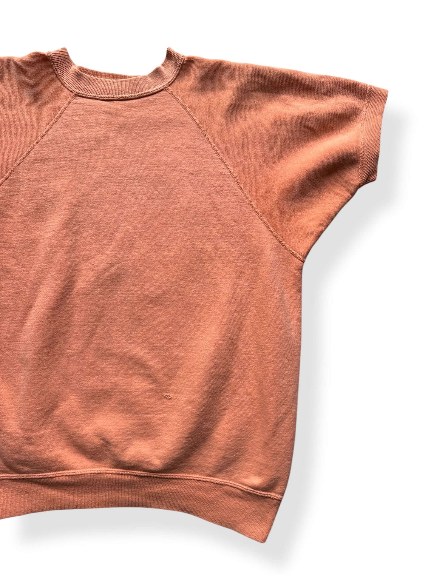 Front Left of Vintage 60s Era Peach Short Sleeve Crewneck