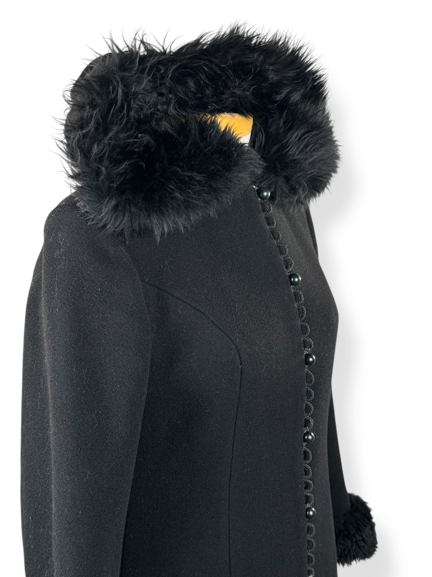 1970s Simon Howard Wool Fur Trimmed Coat S