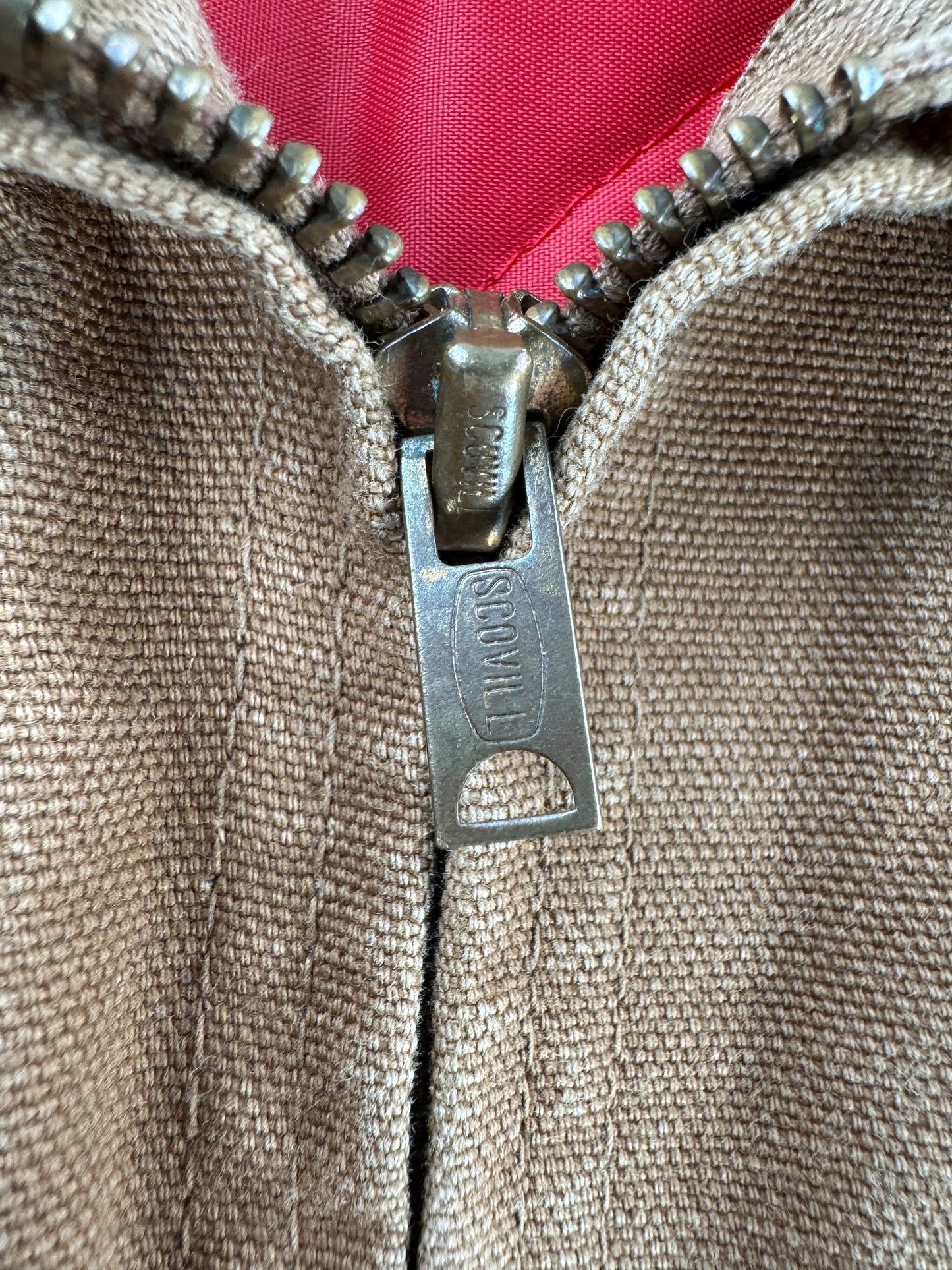 Zipper on Vintage 70s Carhartt Detroit Jacket SZ 42