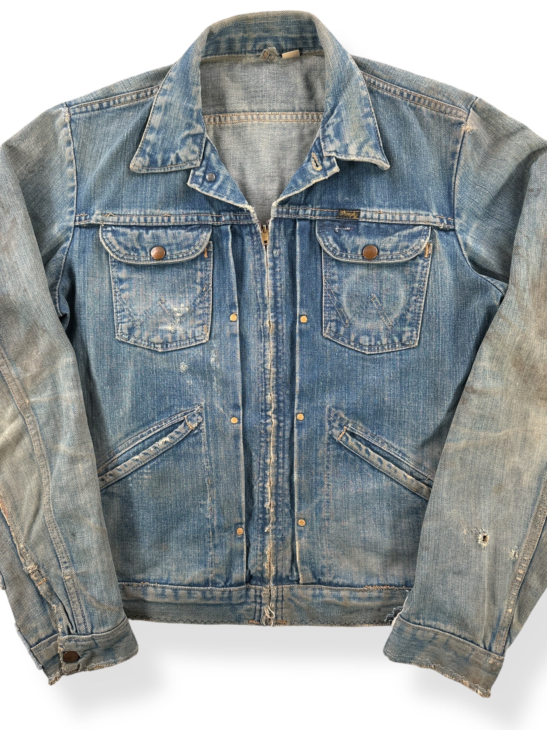 Front Close Up of Vintage Wrangler 24MJZ Jacket SZ 40