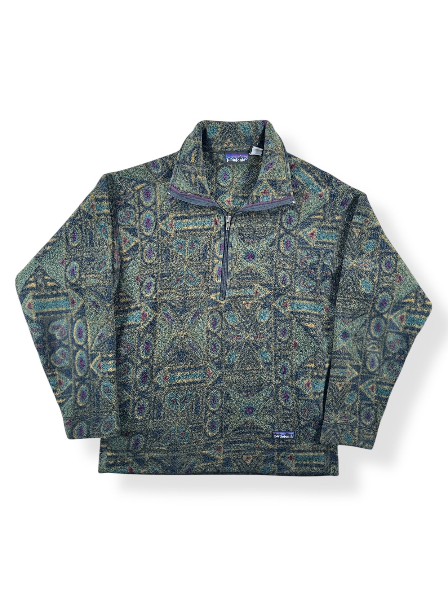 Front of Vintage Patagonia Totem Aztec 1/4 Zip Fleece SZ S