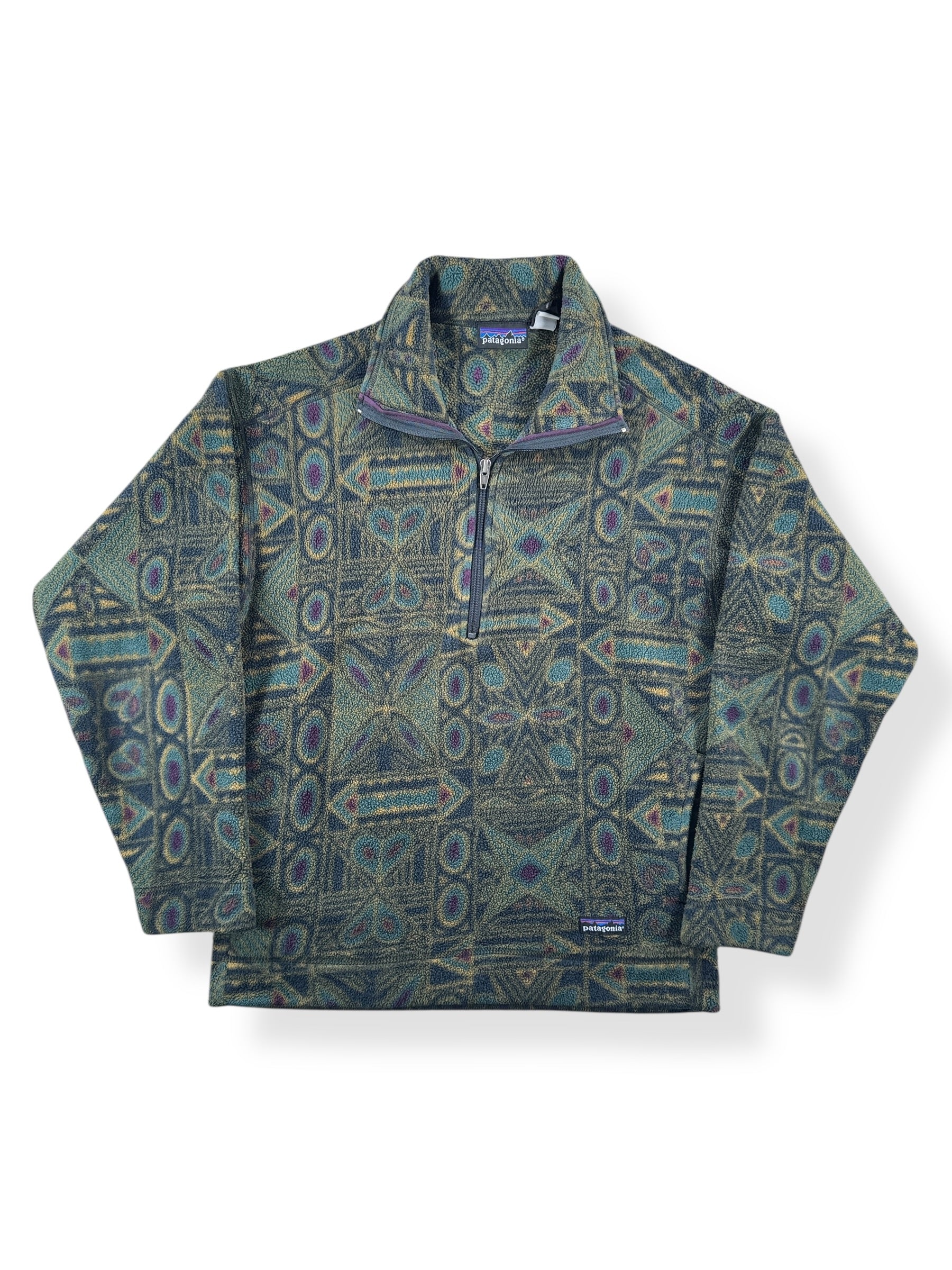 Front of Vintage Patagonia Totem Aztec 1/4 Zip Fleece SZ S