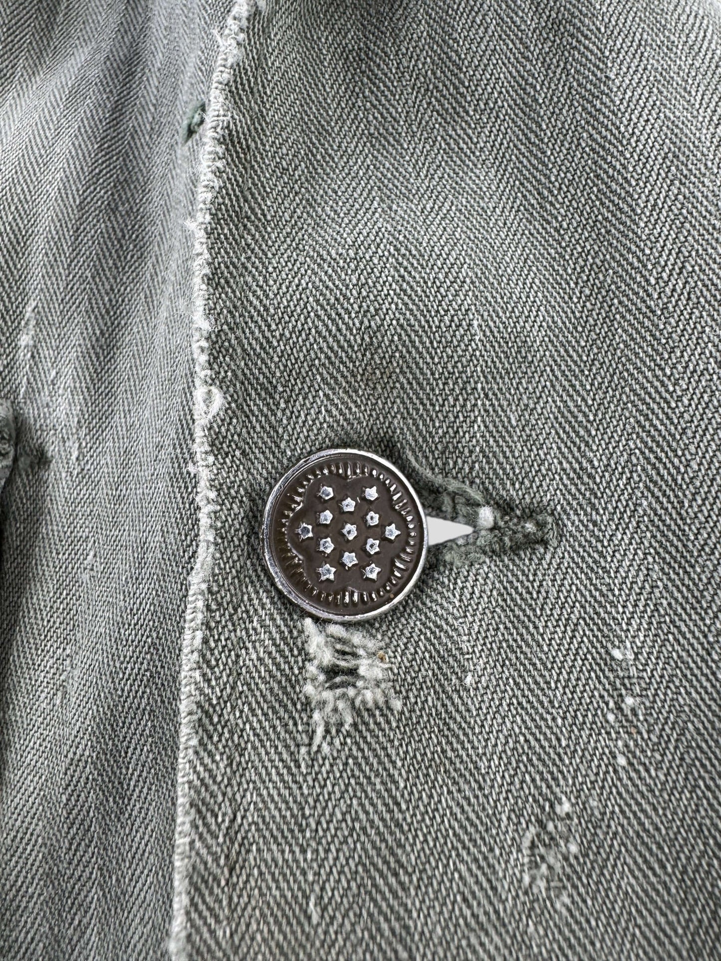 Button on Vintage Custom Harley Bandana HBT Military Top SZ XL