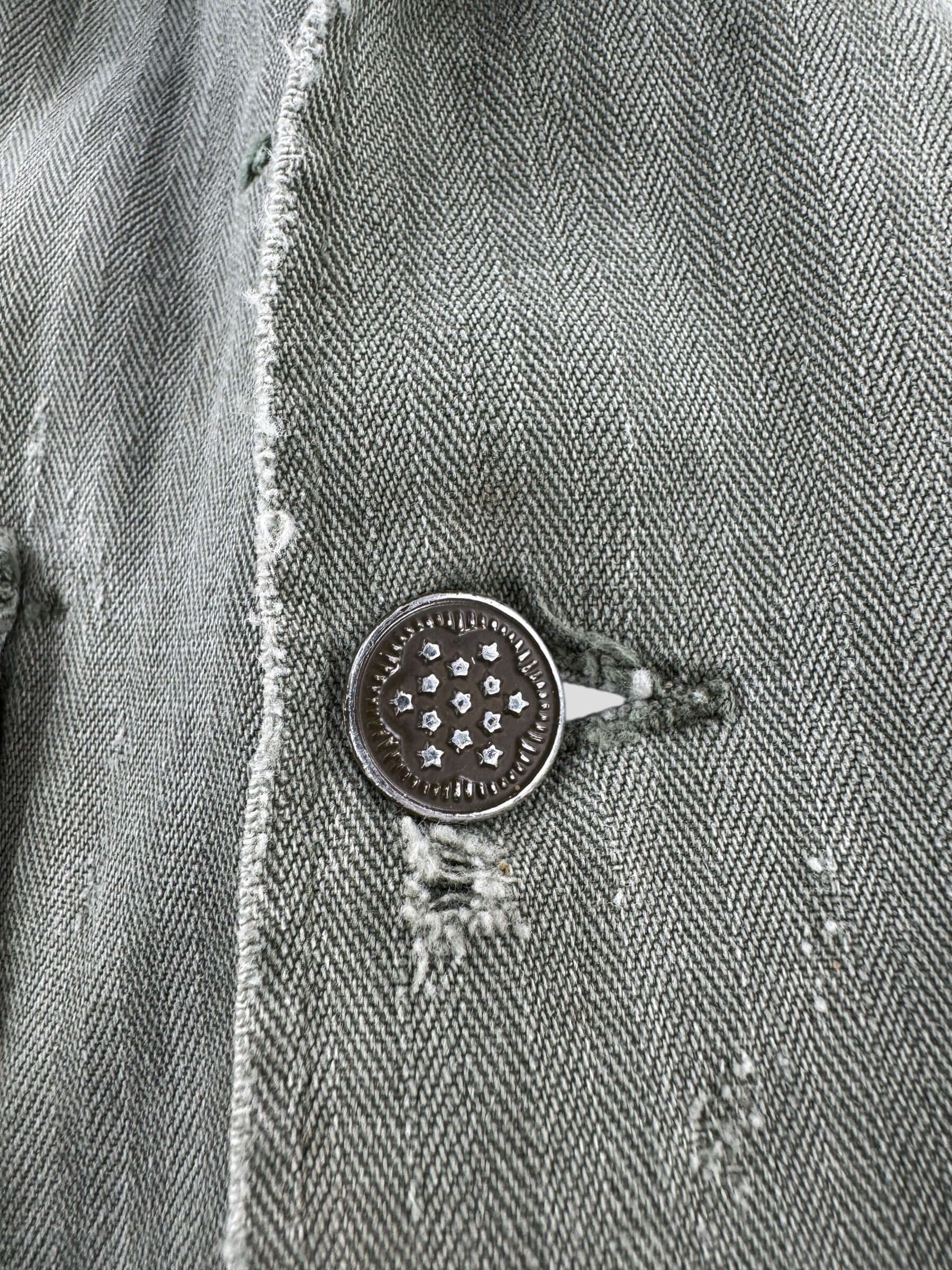 Button on Vintage Custom Harley Bandana HBT Military Top SZ XL