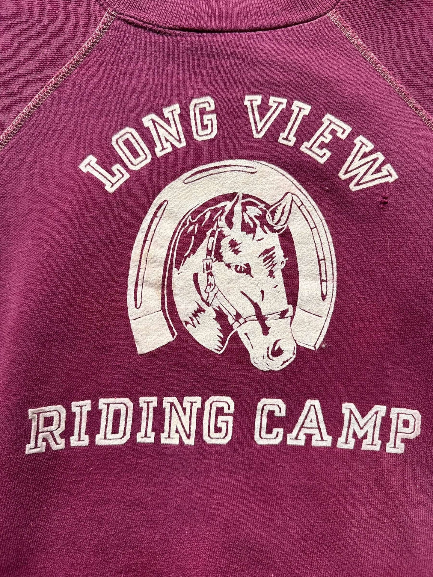 front close up of Vintage Long View Riding Club Crewneck SZ M-L