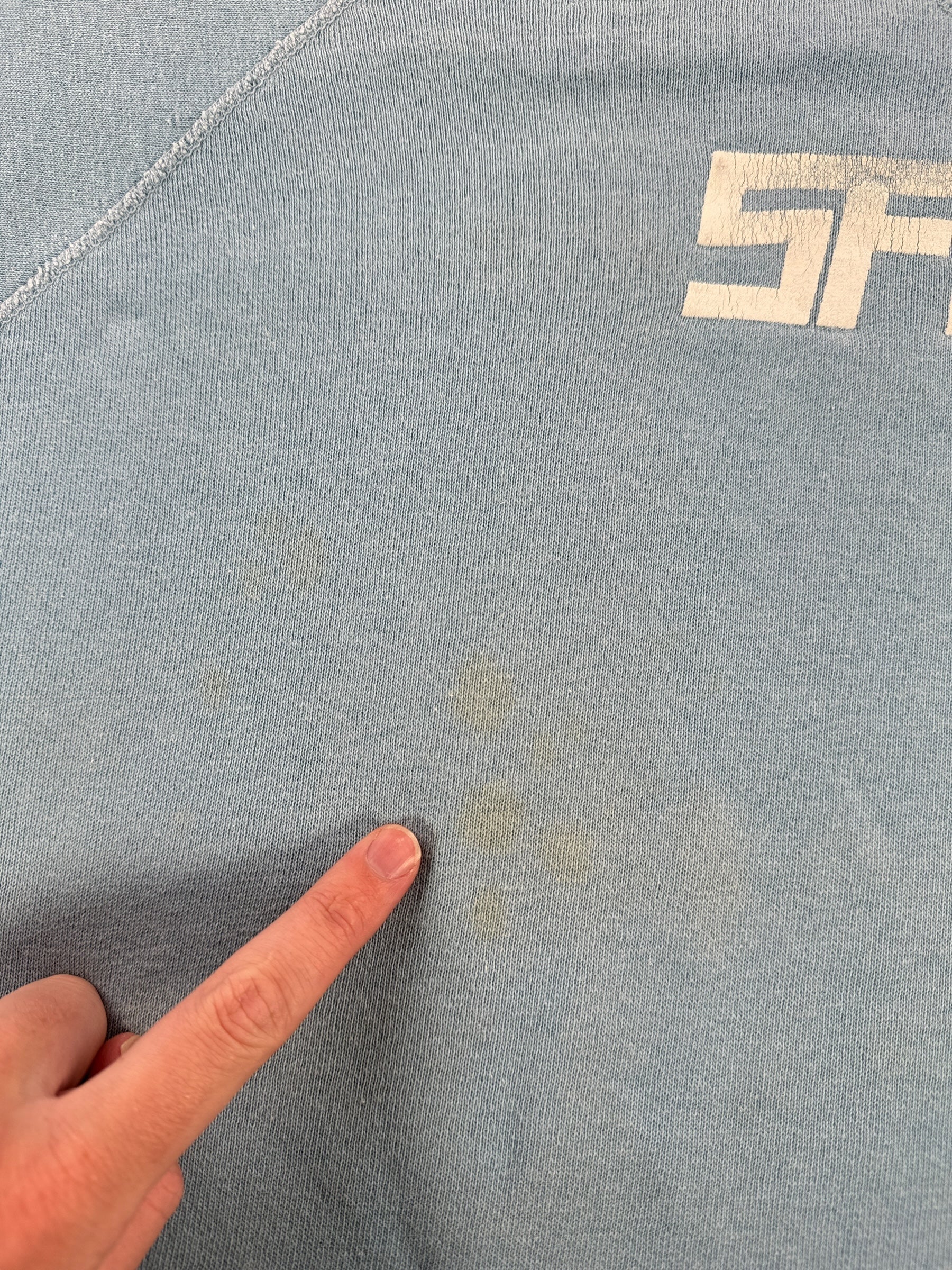Stains on Vintage SFU Shortie Crewneck AS IS SZ L