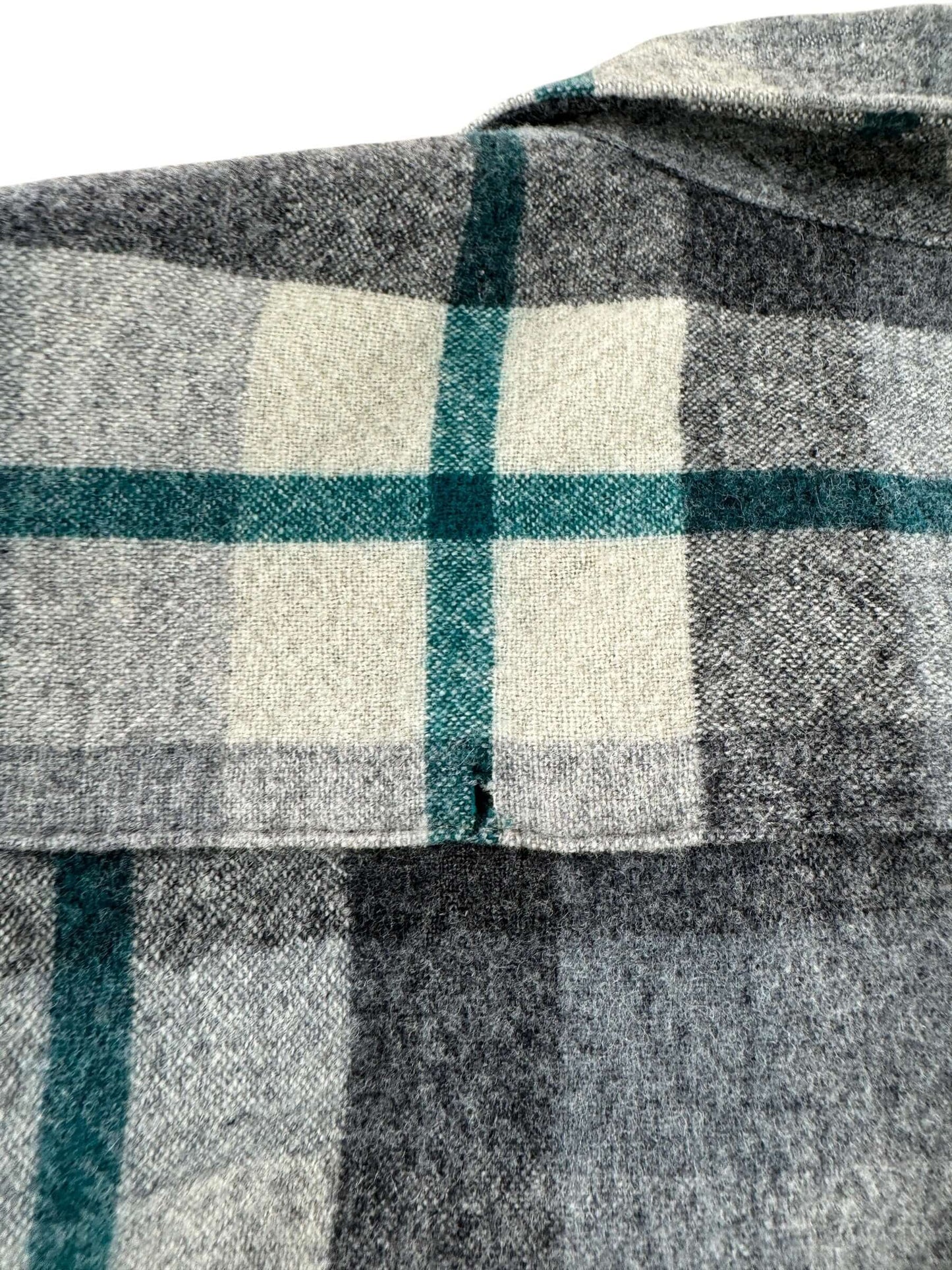 Hole on Vintage Grey & Green Pendleton Flannel SZ L - AS IS
