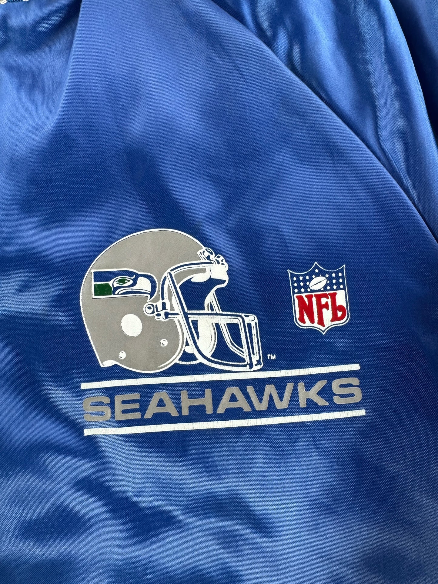 Graphic on Vintage Chalk Line Youth Seahawks Satin Jacket SZ 14/15 (Fits S)