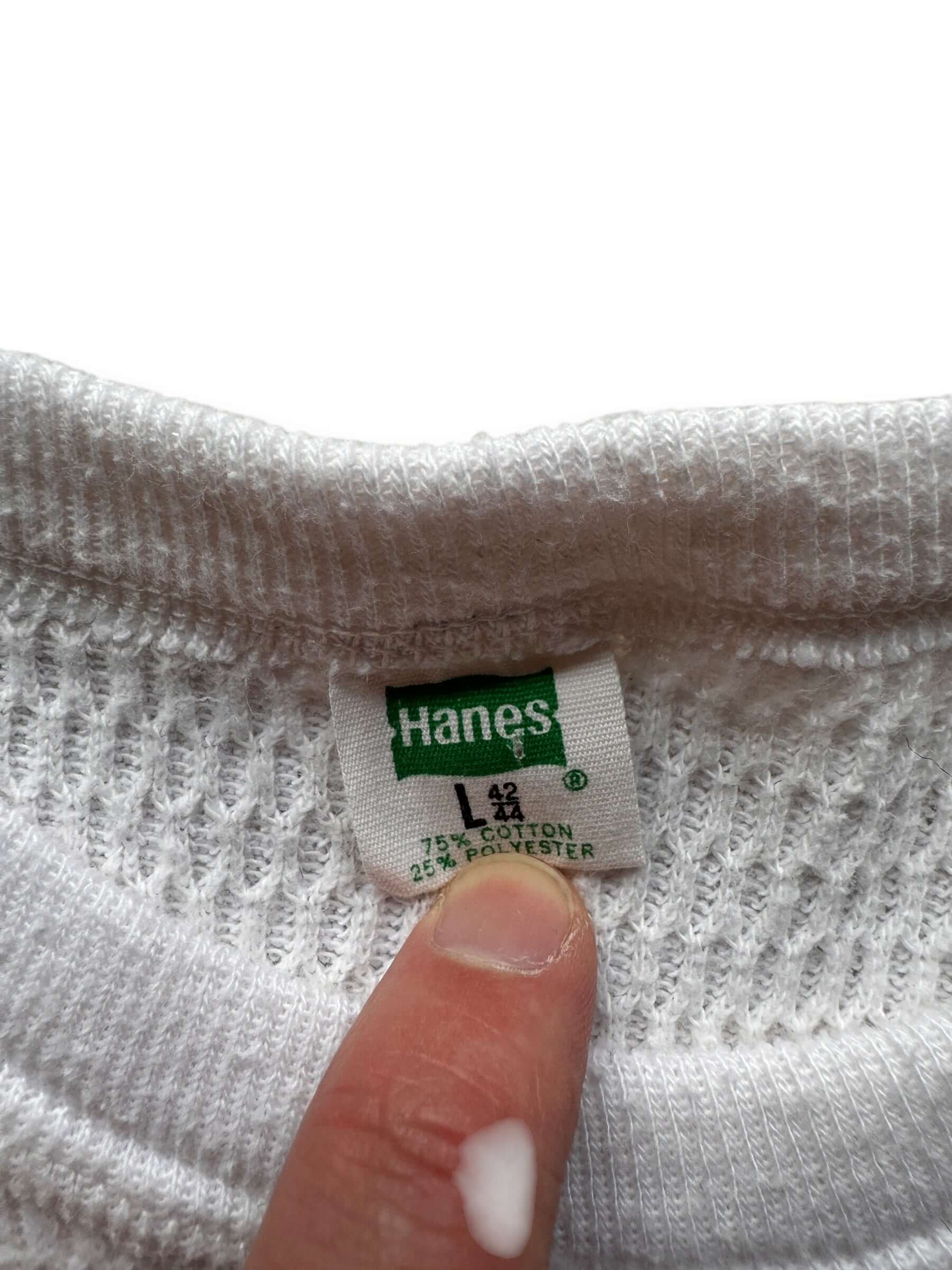 tag on Vintage Hanes 75/25 Waffle Thermal SZ L