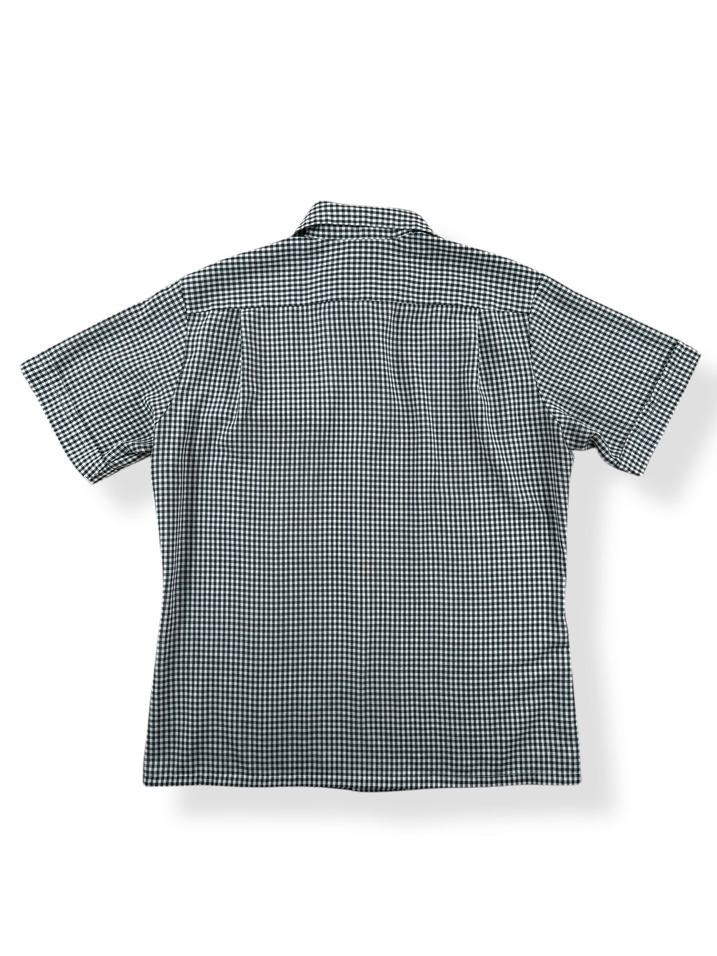 Back of Vintage Mr California Black Gingham Loop Collar Shirt SZ M