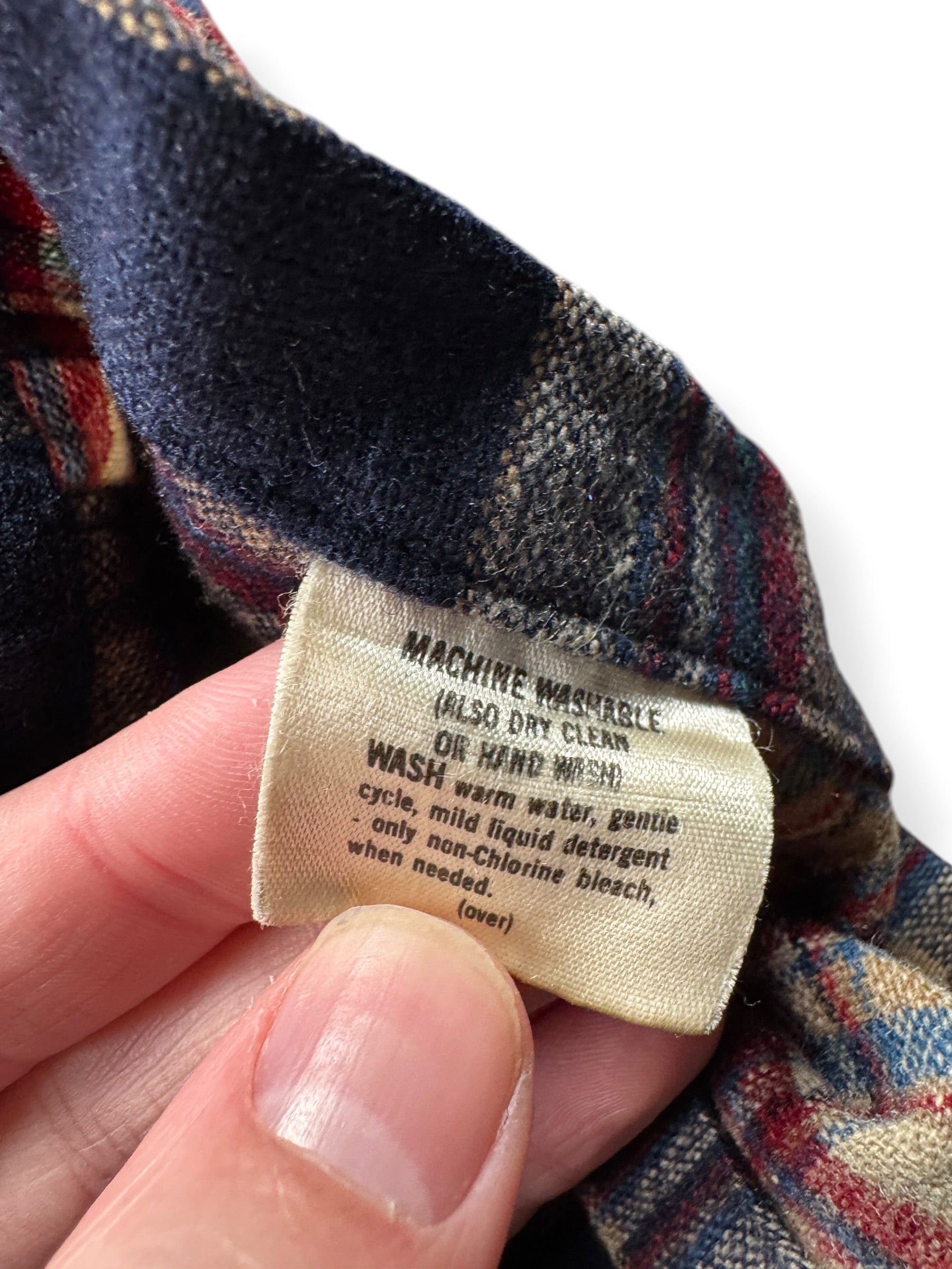 Care Tag on Vintage 60s Pendleton Board Shirt SZ M