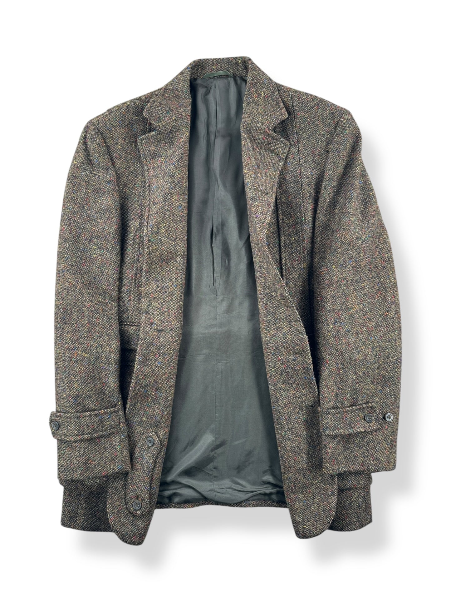 Inside of Vintage J Peterman Belted Wool Tweed Jacket SZ M