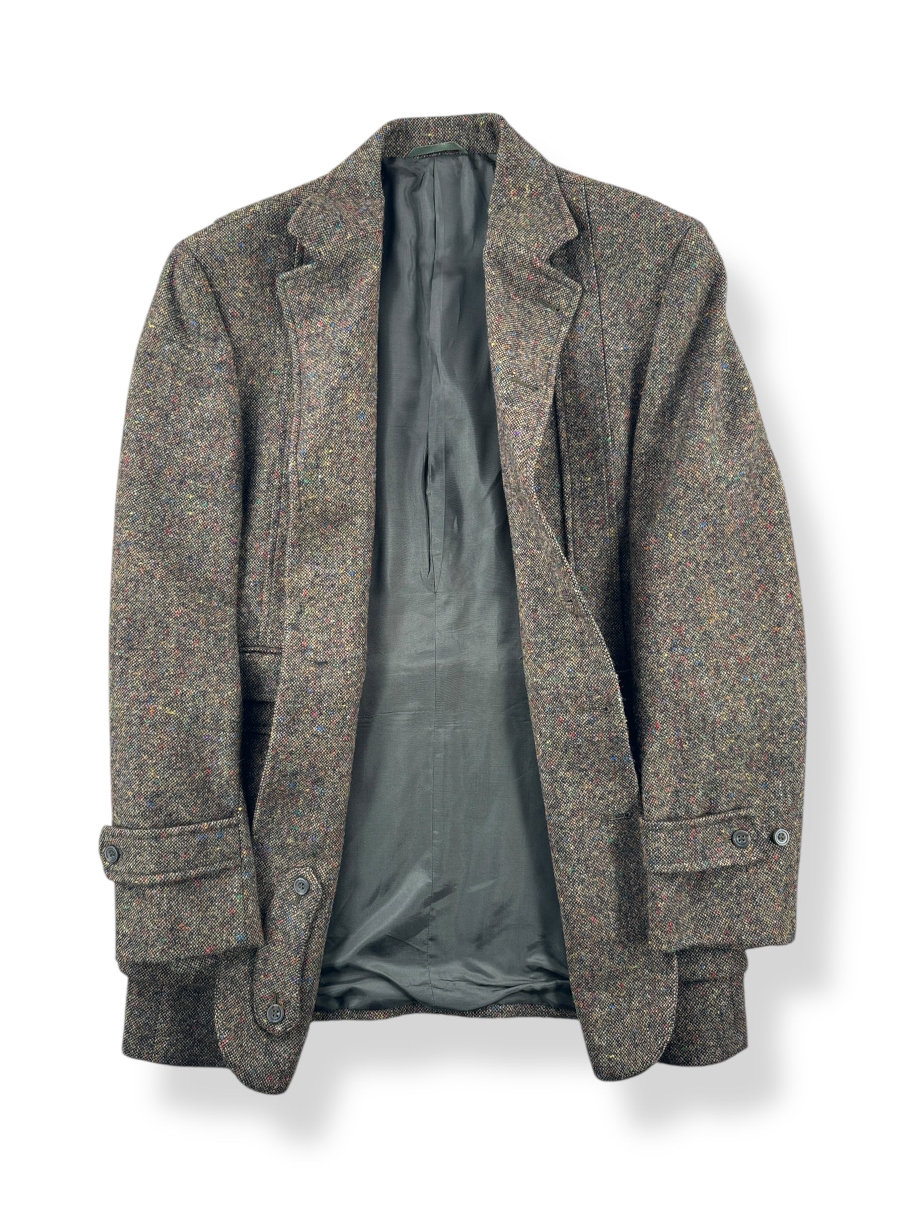 Inside of Vintage J Peterman Belted Wool Tweed Jacket SZ M
