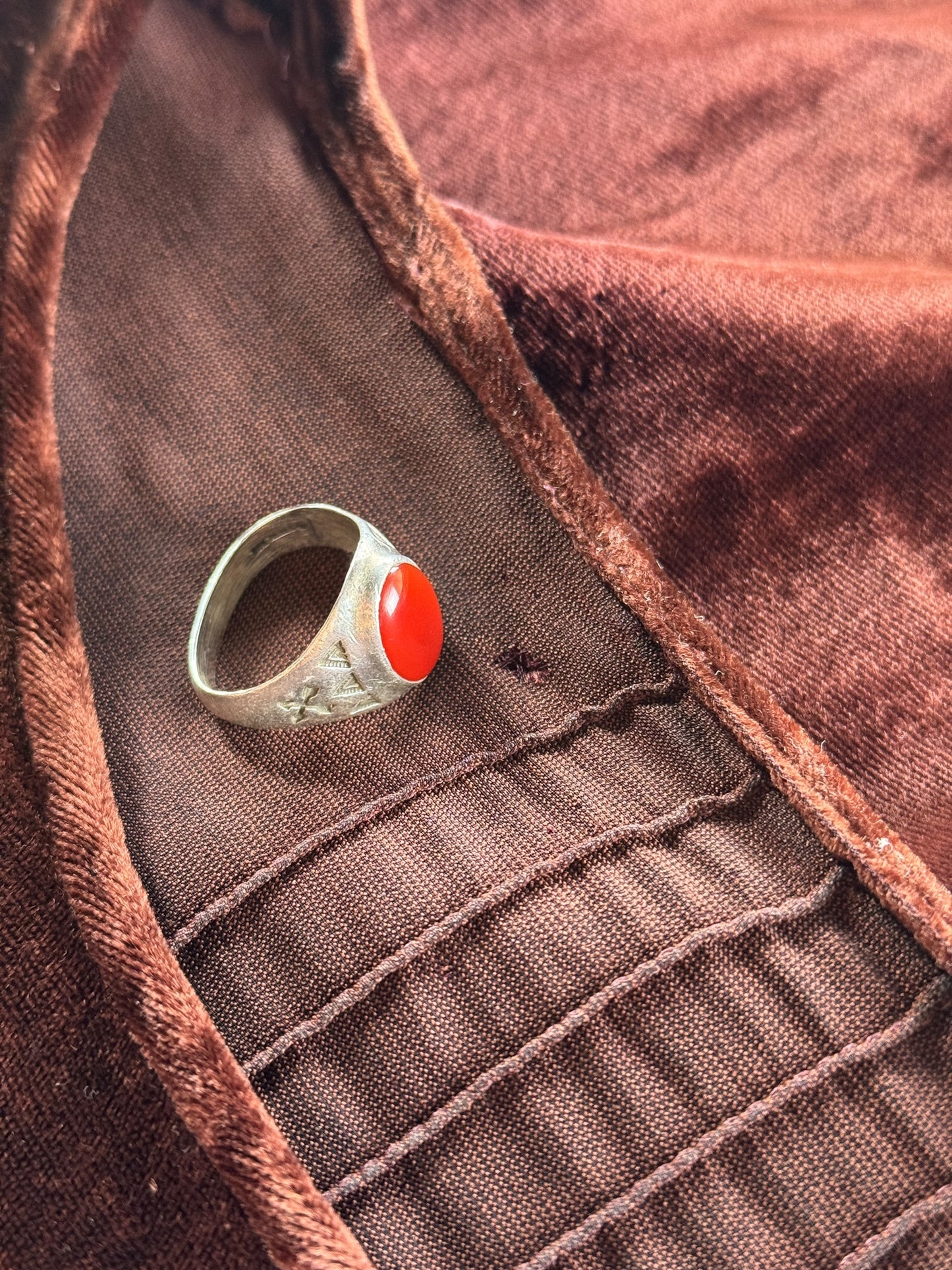 Small pinhole on collar of Antique Velvet Top SZ XS