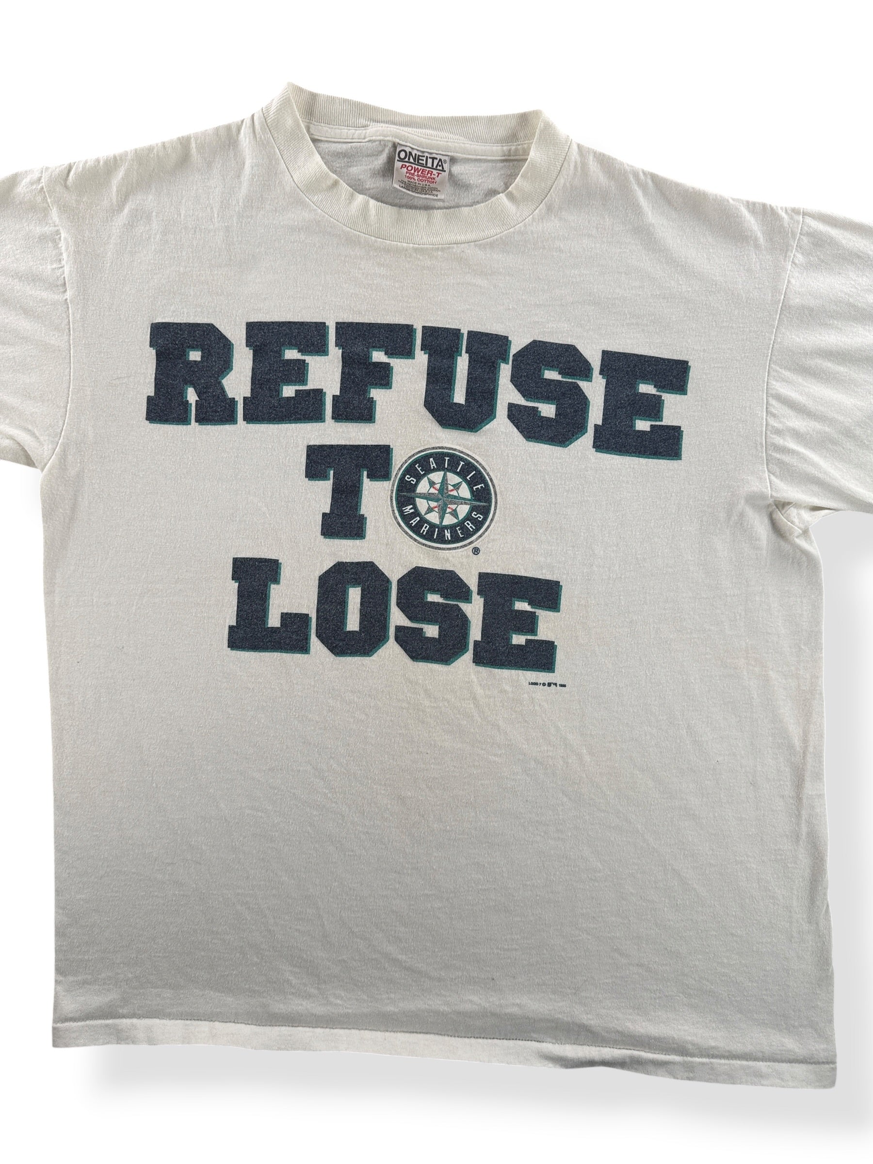Front Close Up of Vintage Mariners Refuse To Lose Tee SZ L