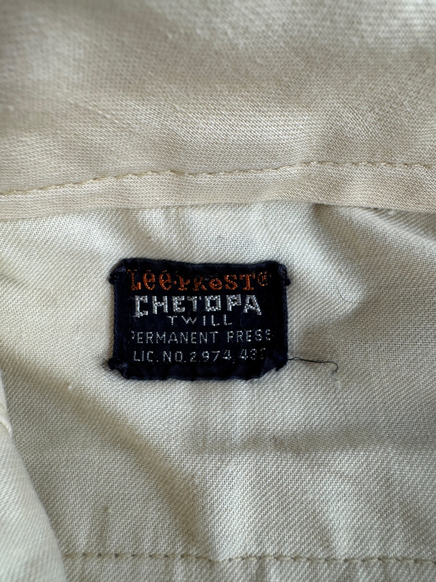 Label on Vintage Lee Chetopa Twill Trousers W29
