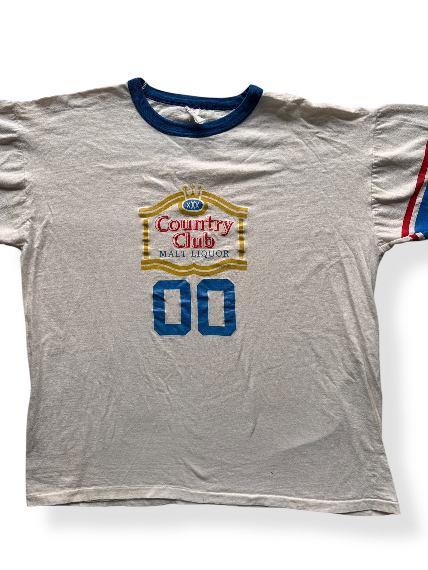 Front Close Up of Vintage Country Club Malt Liquor Tee SZ XL