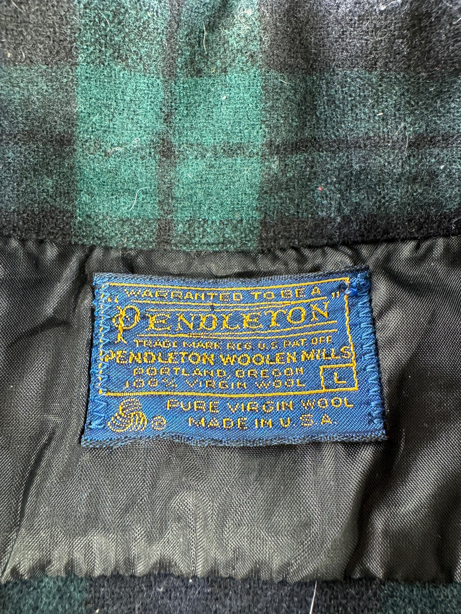 Label on Vintage 60s/70s Era Pendleton Board Shirt SZ L