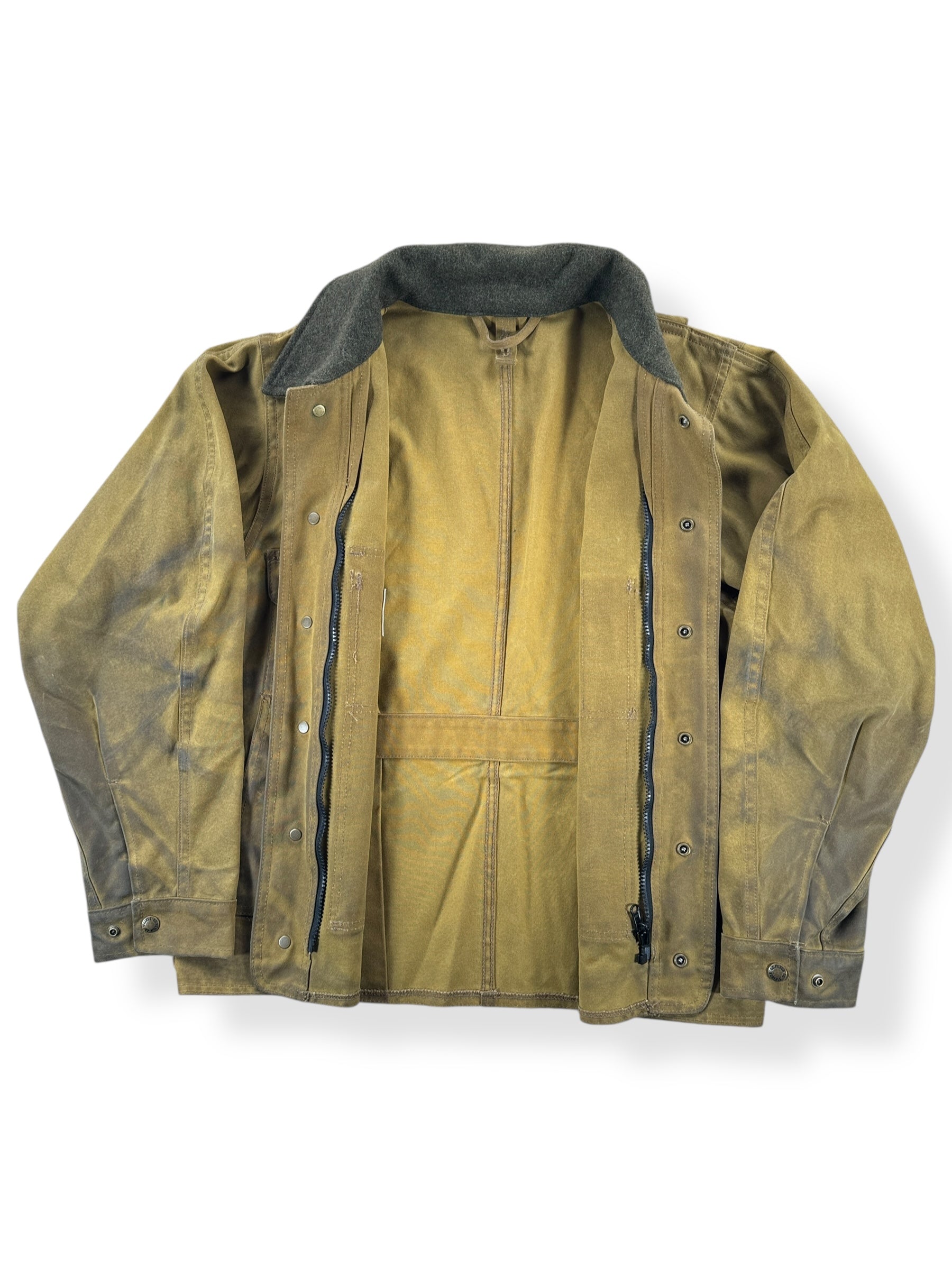 Inside of Modern Filson Dark Tan Tin Cloth Jacket SZ S