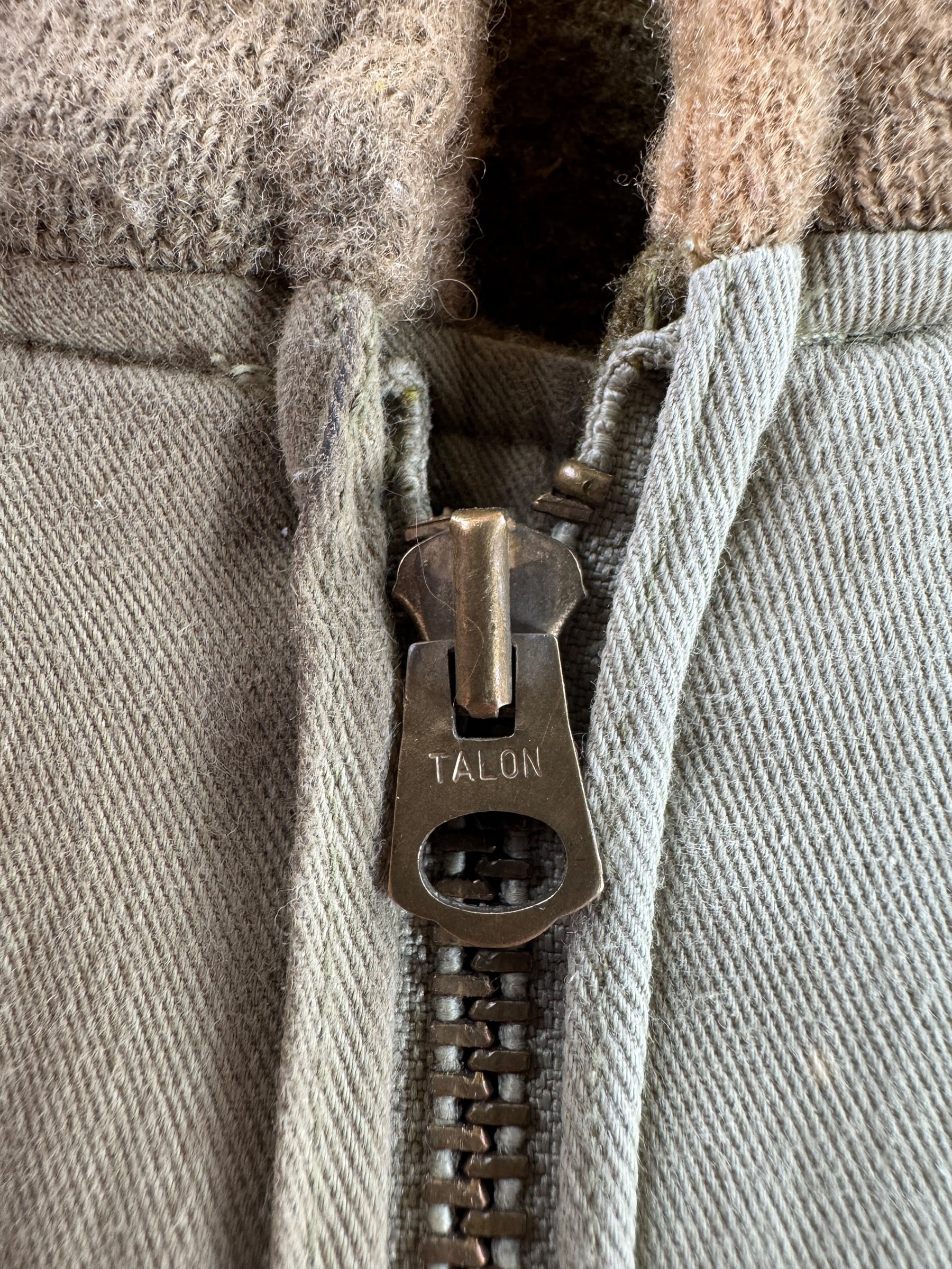 Zipper on Vintage Repro Tanker Jacket SZ 44
