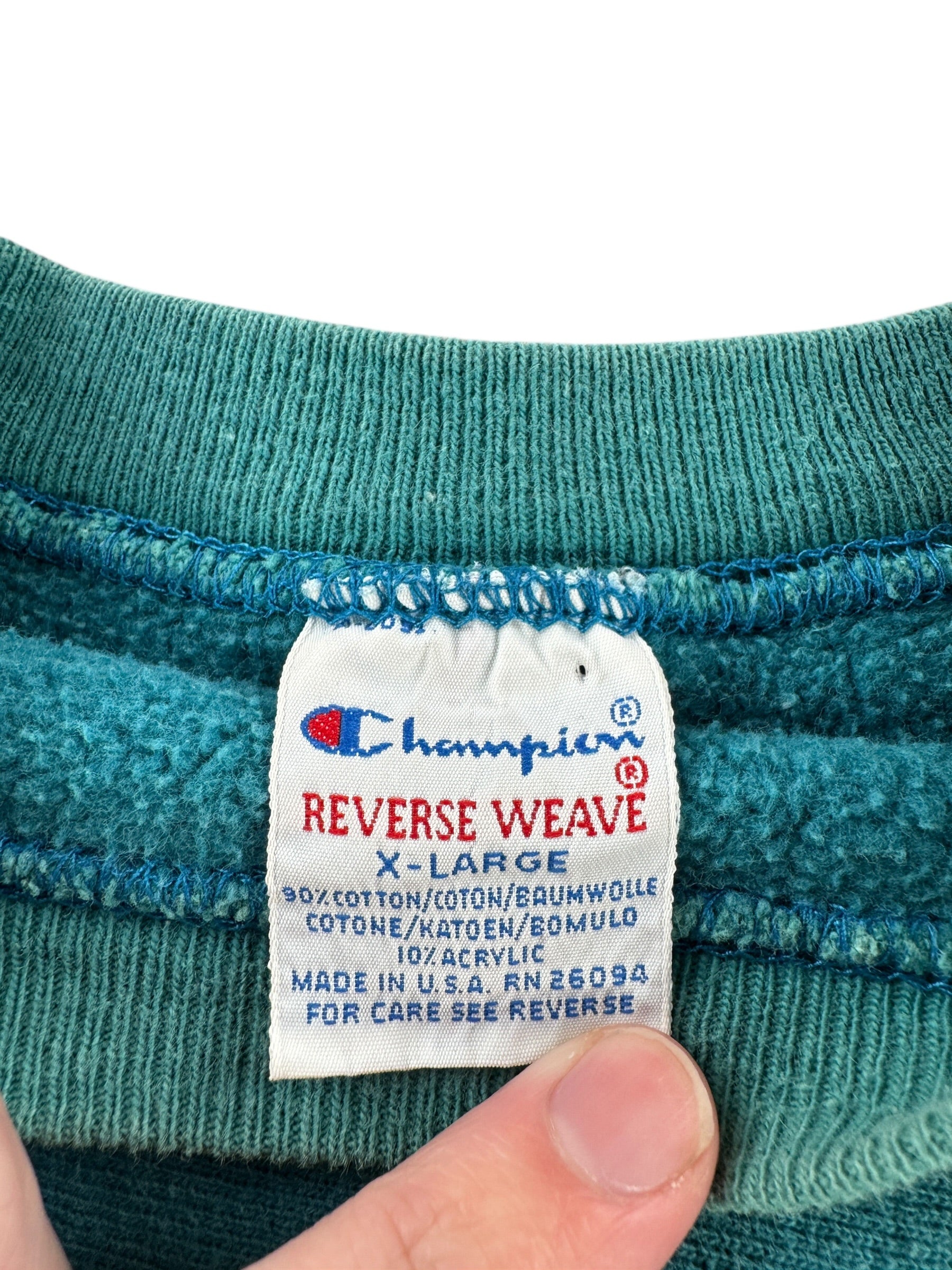 Tag on Vintage Teal Champion Reverse Weave Crewneck SZ XL (Fits M)