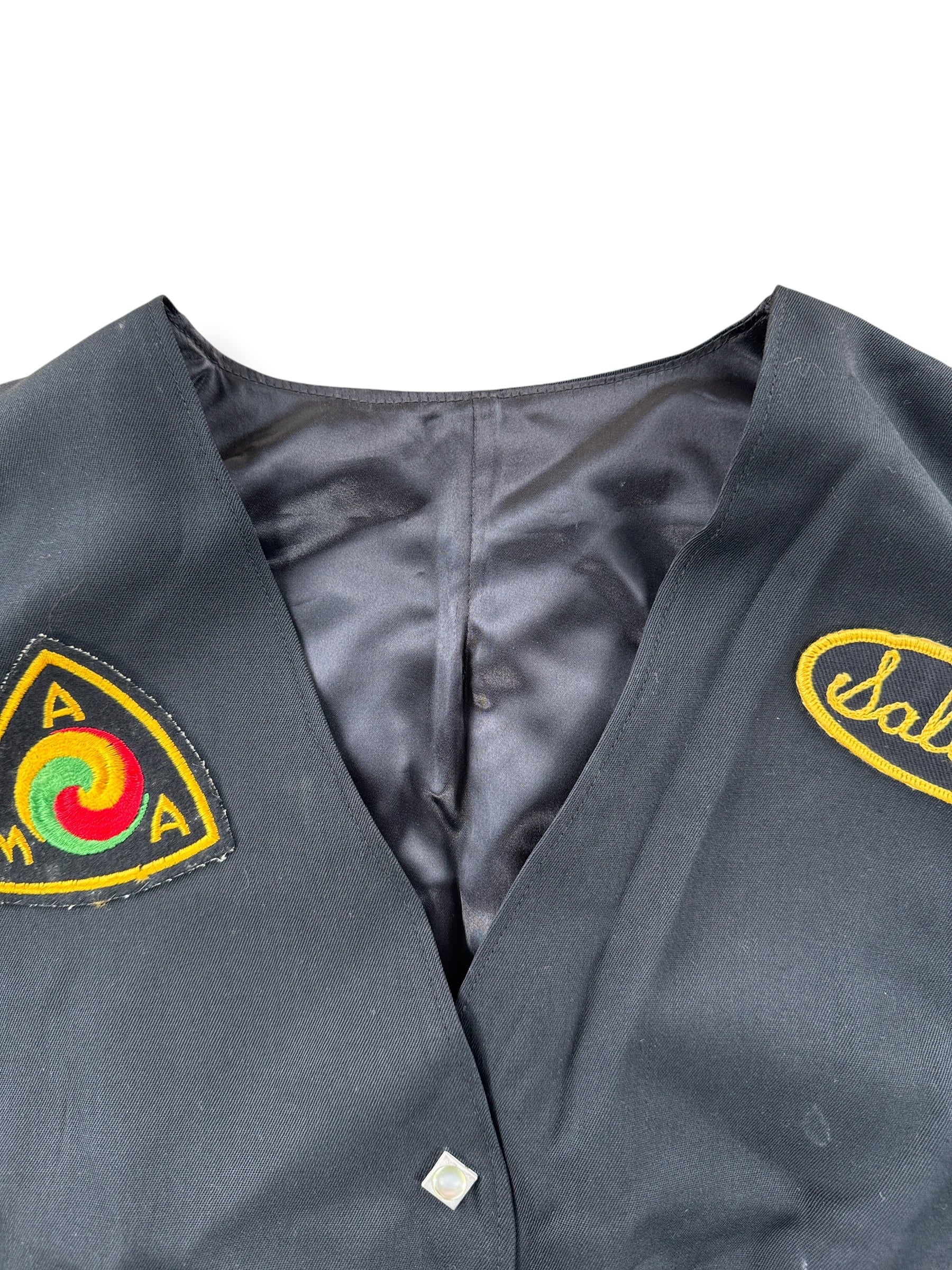 Collar on Vintage Hummingbirds "Sallie" Motorcycle Club Member Vest SZ M