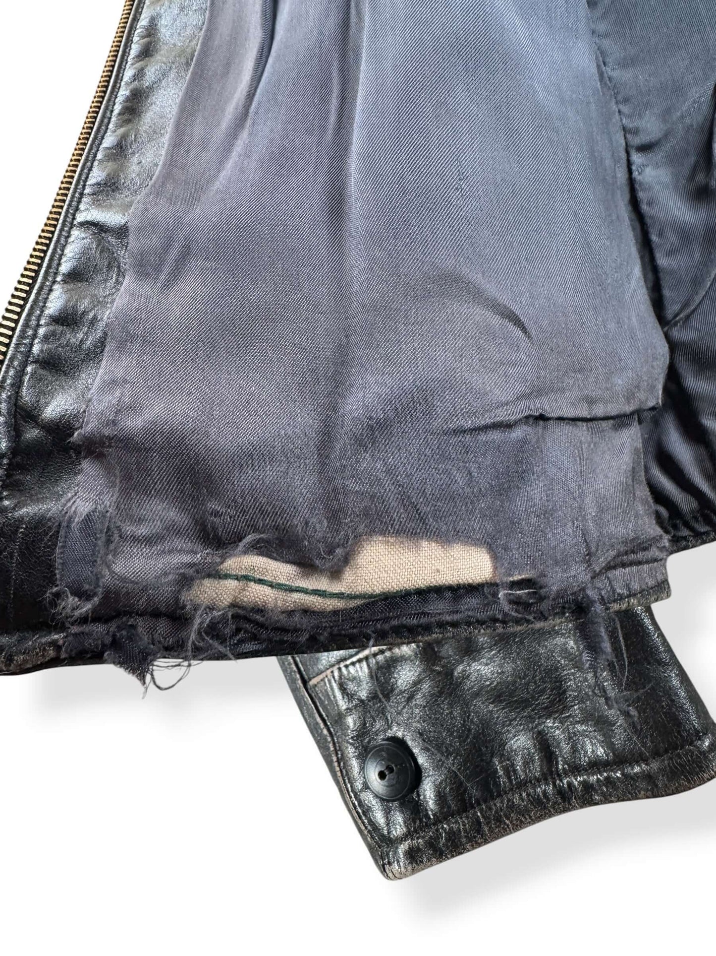 Wear on Vintage 50s Penny's Leather Jacket SZ 40