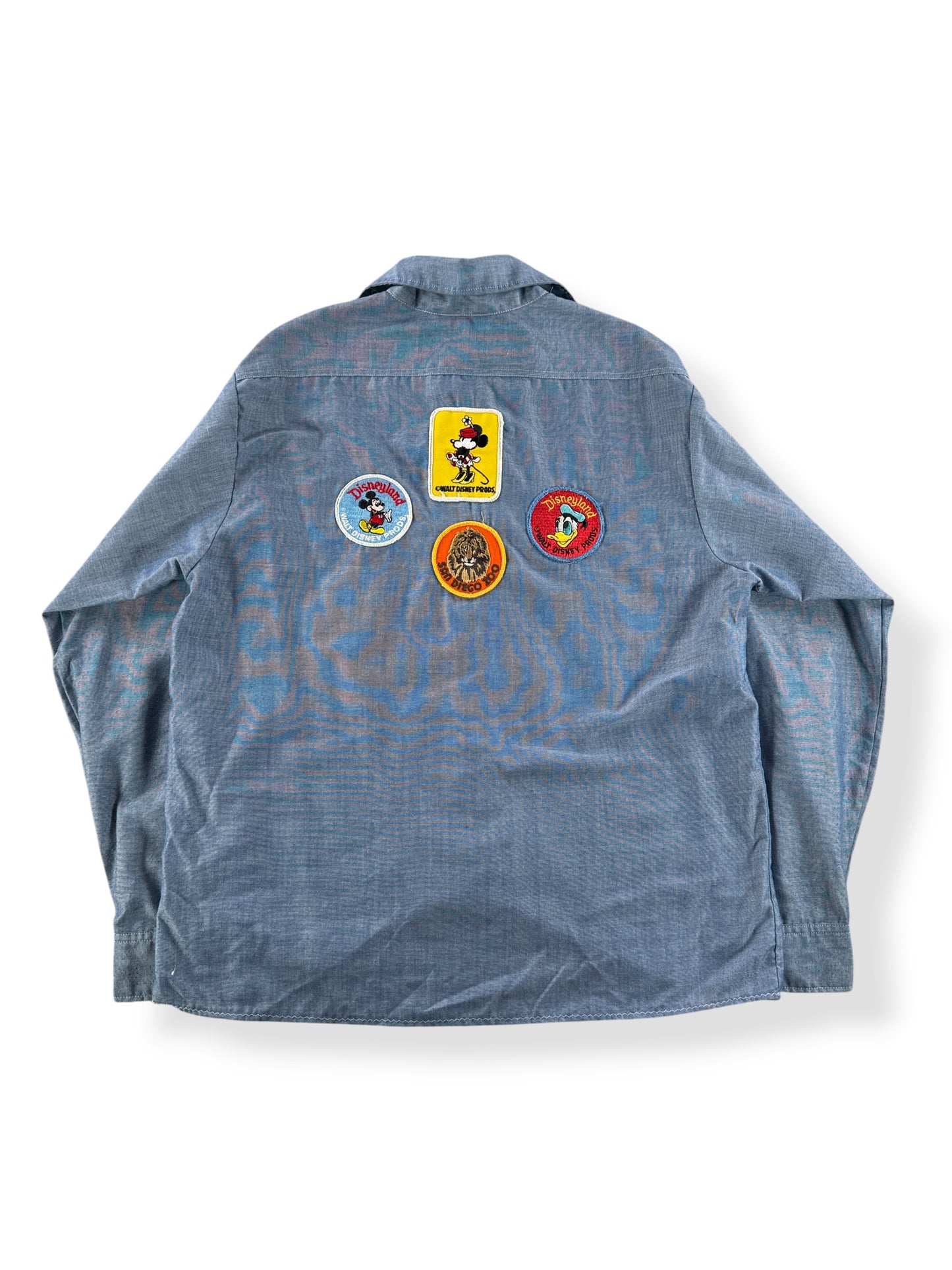 Back of Vintage Patched Chambray Shirt SZ M