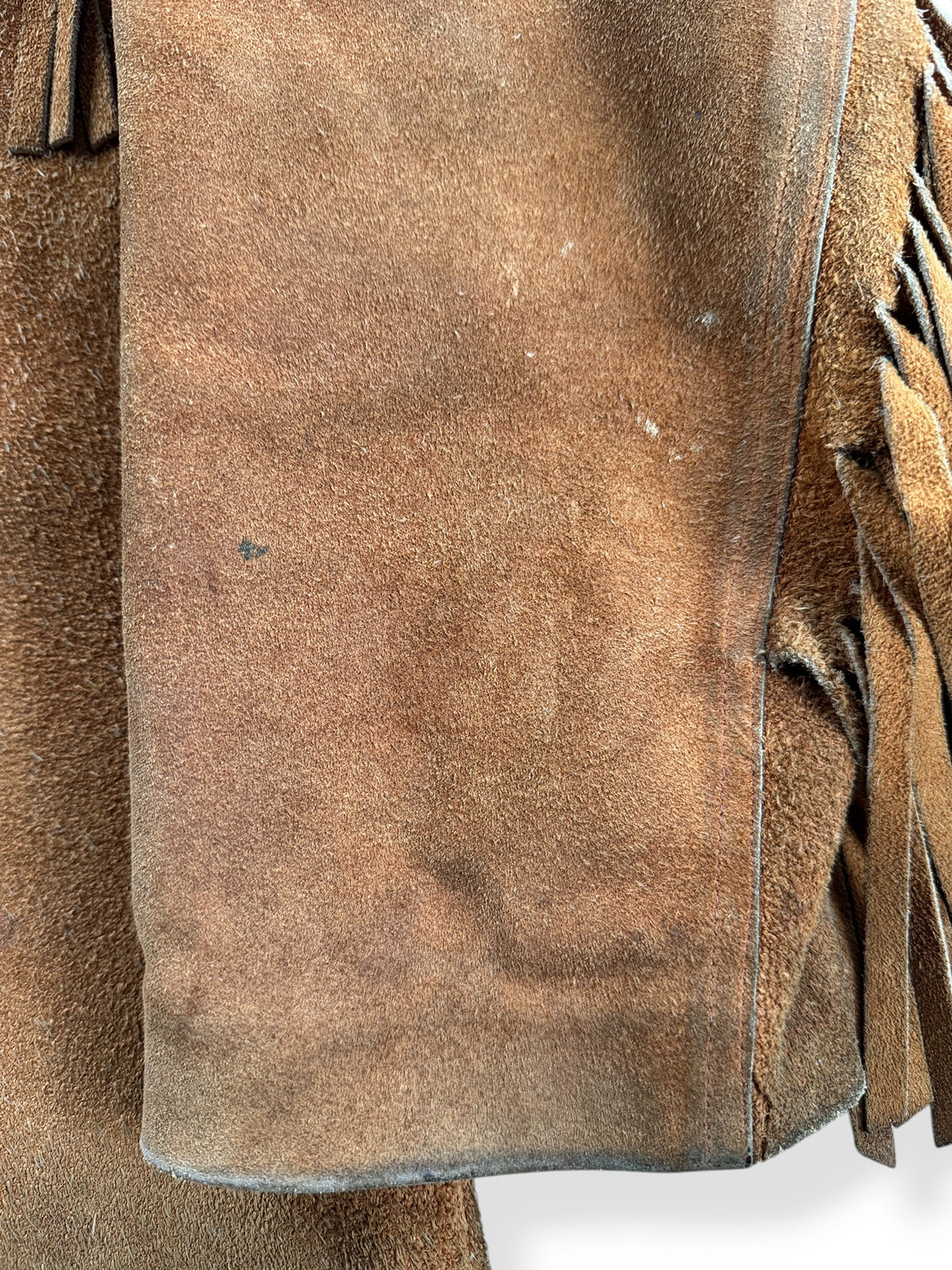 Ware on sleeve on Vintage Fringe Suede Jacket SZ 40