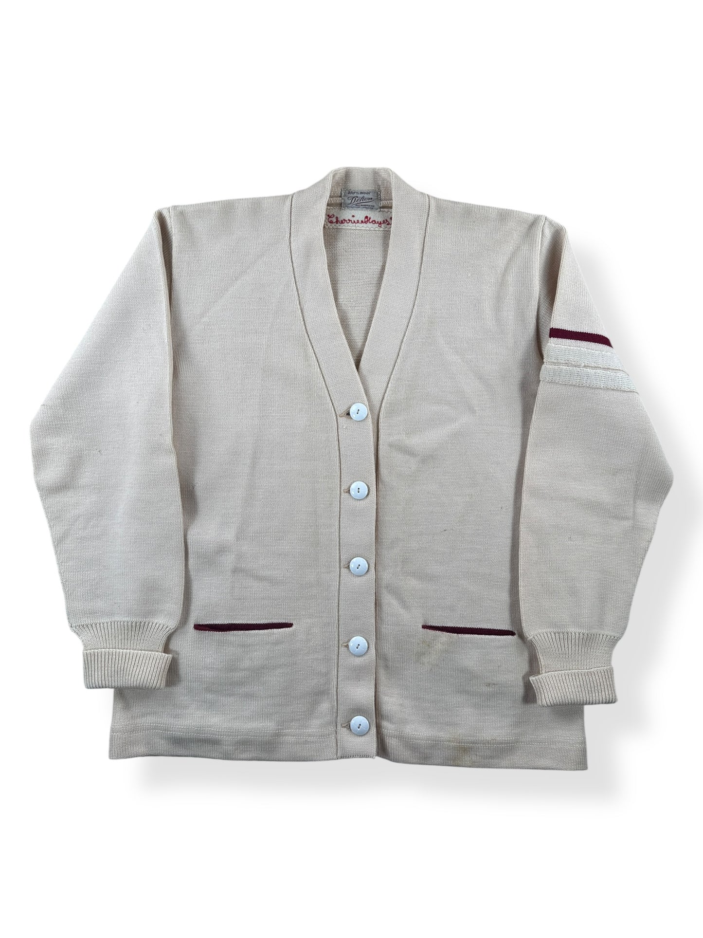 Front of Vintage Cherrie Hayes Dehen Wool Varsity Sweater SZ M