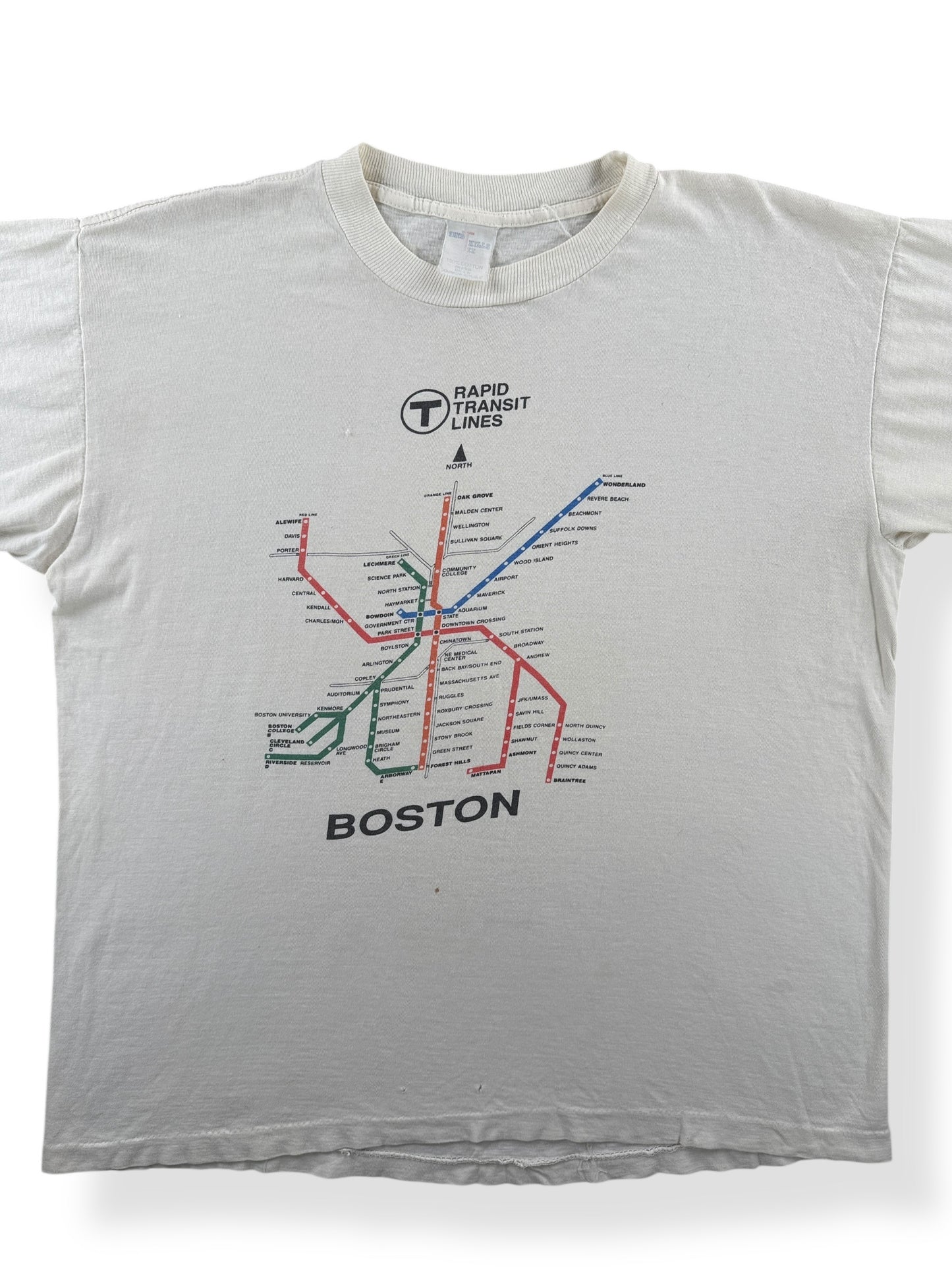 Front Close Up of Vintage Boston MBTA Subway Tee SZ L