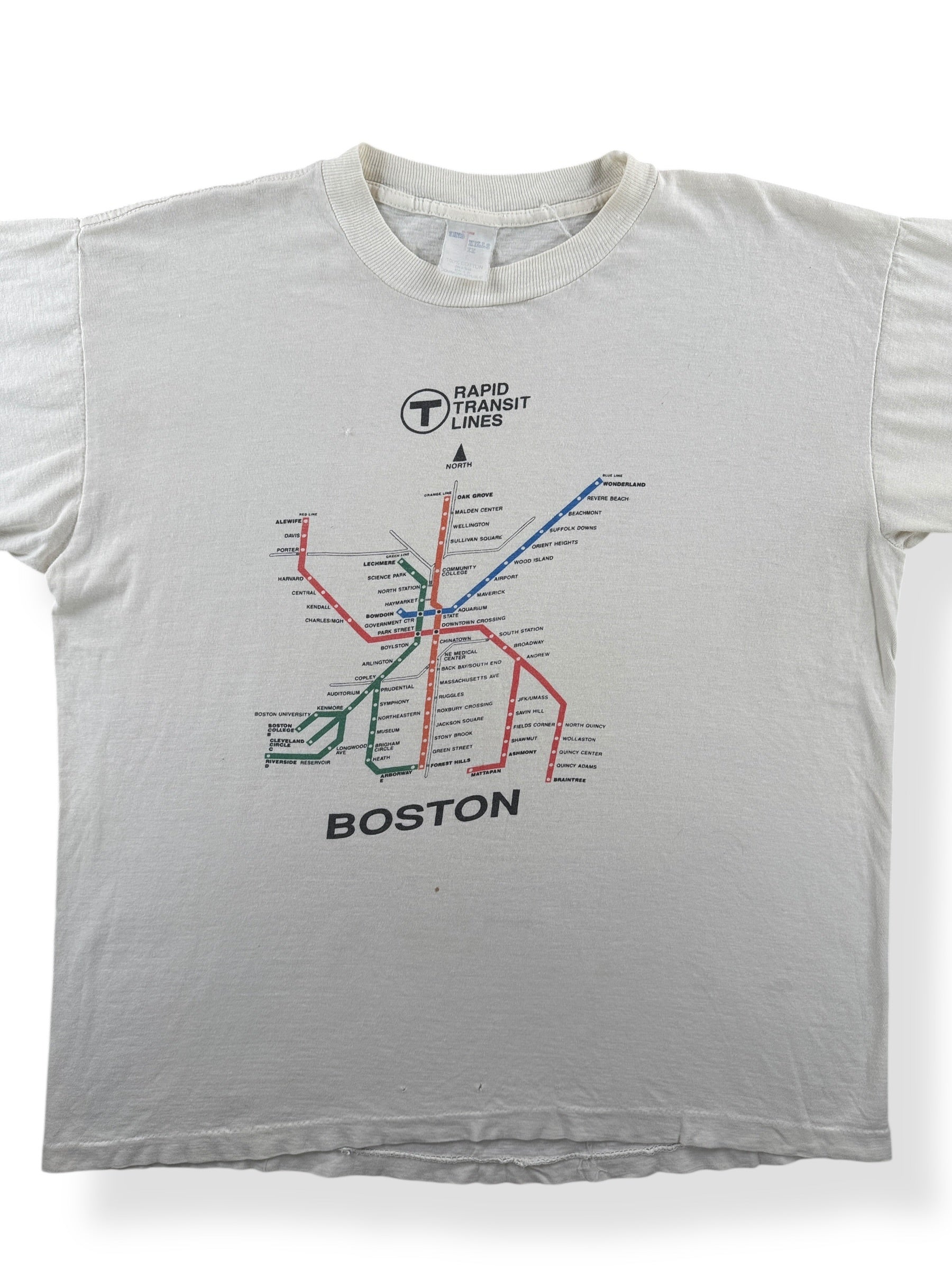 Front Close Up of Vintage Boston MBTA Subway Tee SZ L