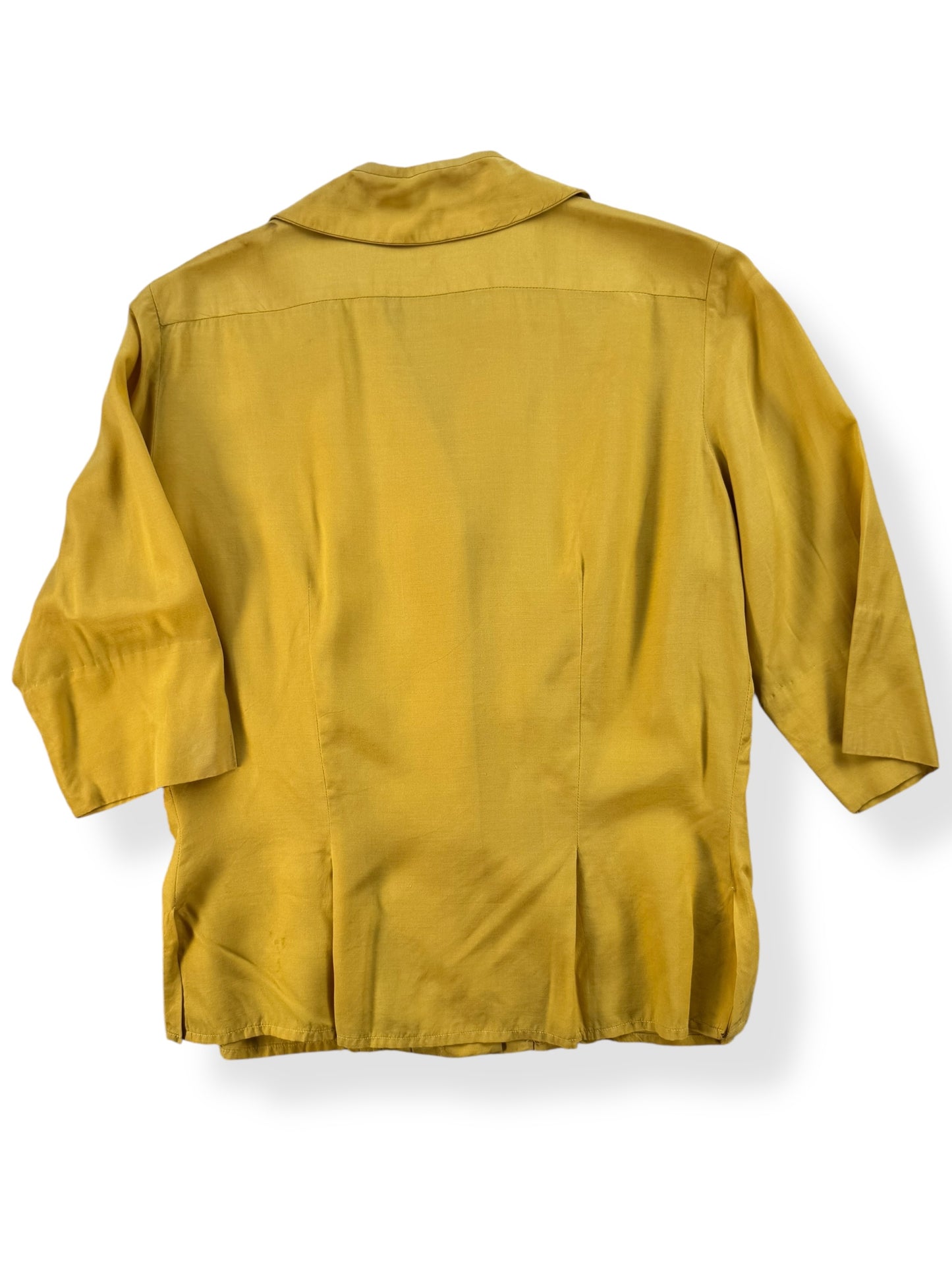 Back view of 1950s Yellow Dynasty Silk Top M