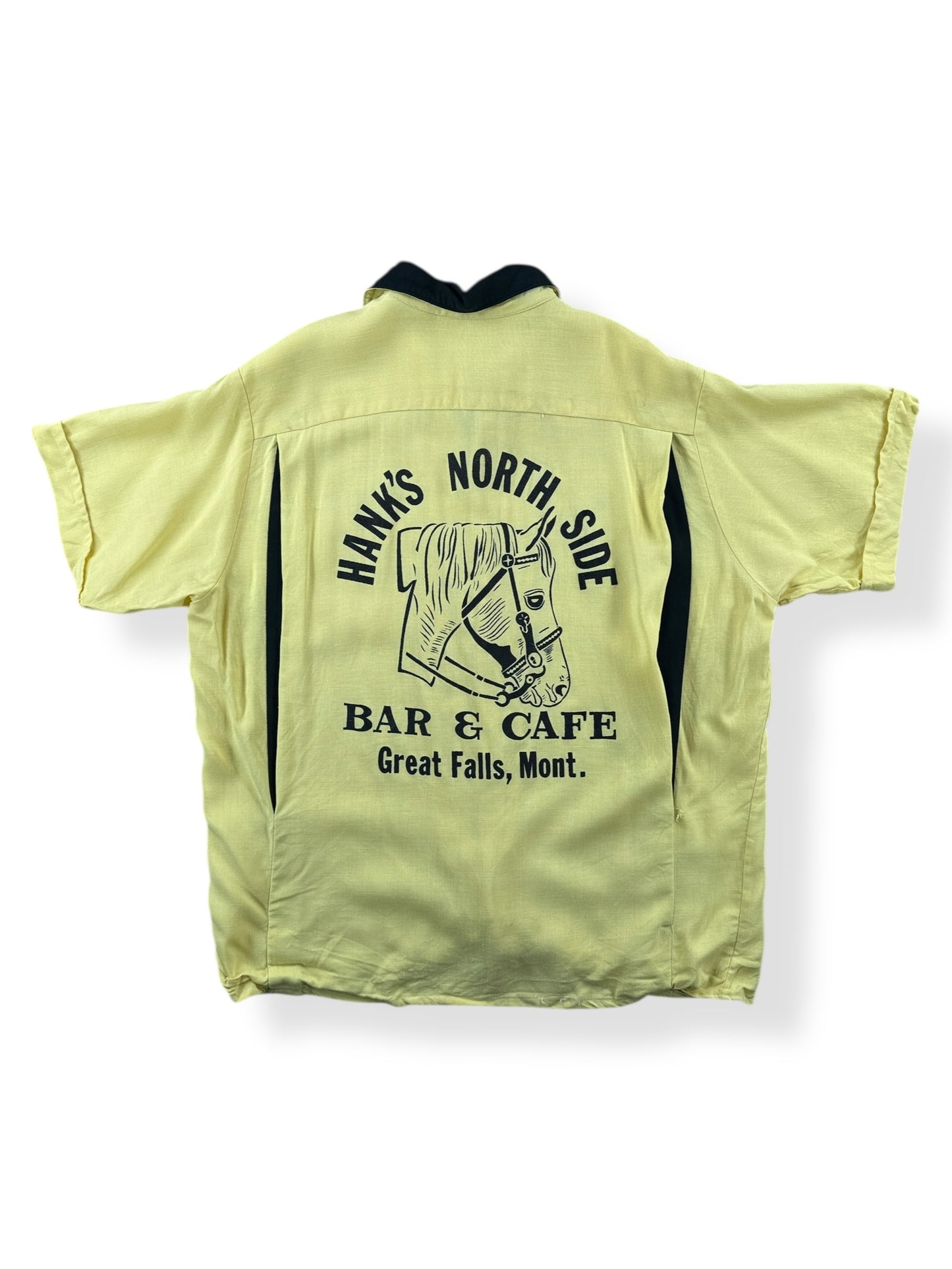 Back of Vintage Hanks North Side Bowling Shirt SZ L