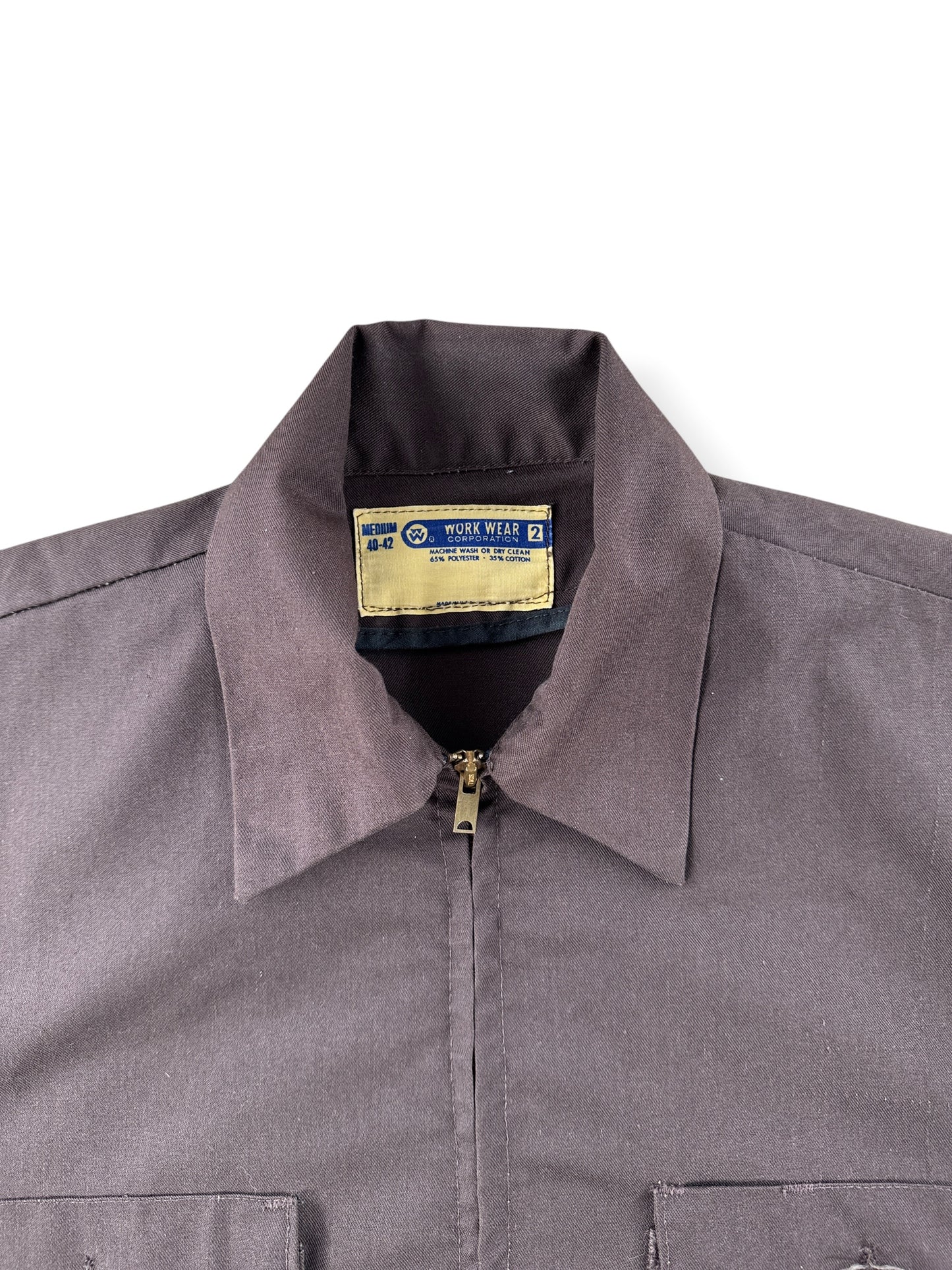 Collar on Vintage Brown 2 Pocket Gas Station Jacket SZ M