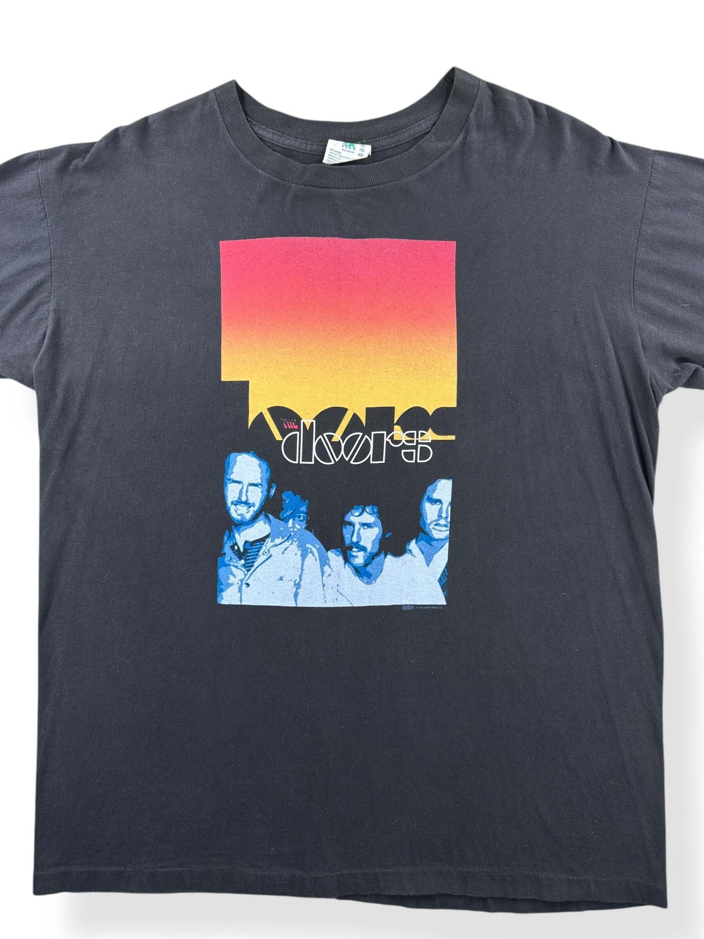 Front Close Up of Vintage 90s Era Doors Band Tee SZ XL
