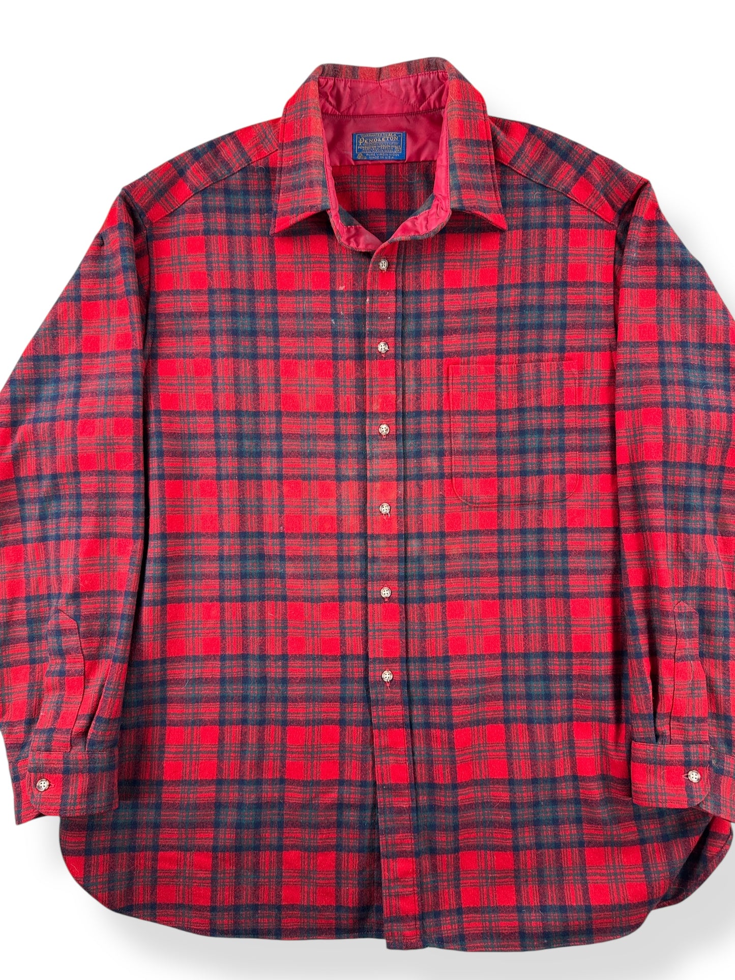 Front Close Up of Vintage Pendleton Wool Flannel SZ XXL