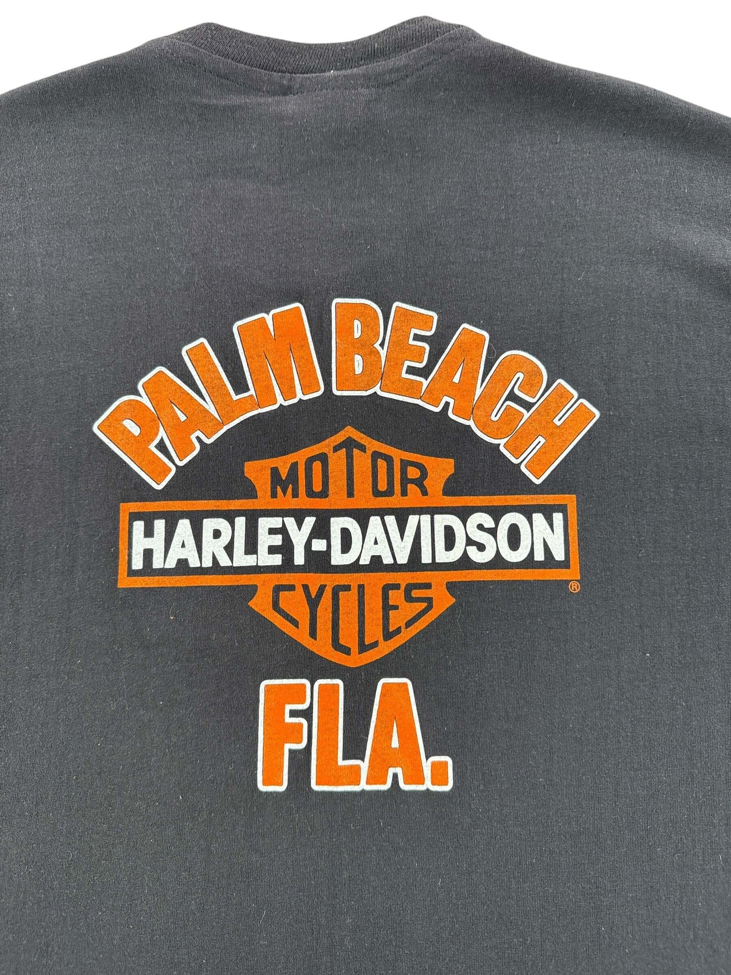 Back of Vintage Holoubek Palm Beach Harley Davidson Eagle Has Landed Tee SZ L