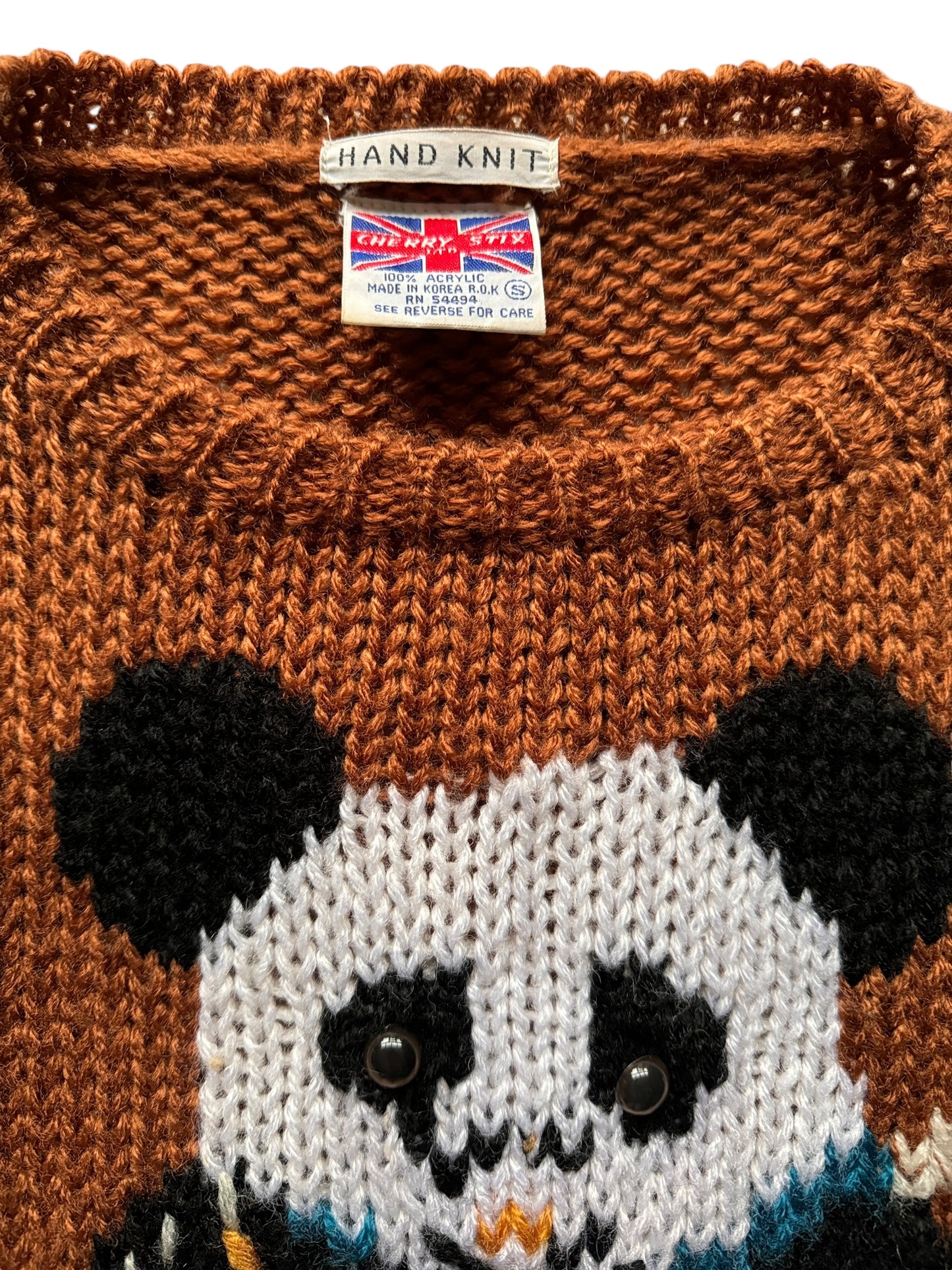 Tag view of 80s Cherry Stix Panda Sweater S