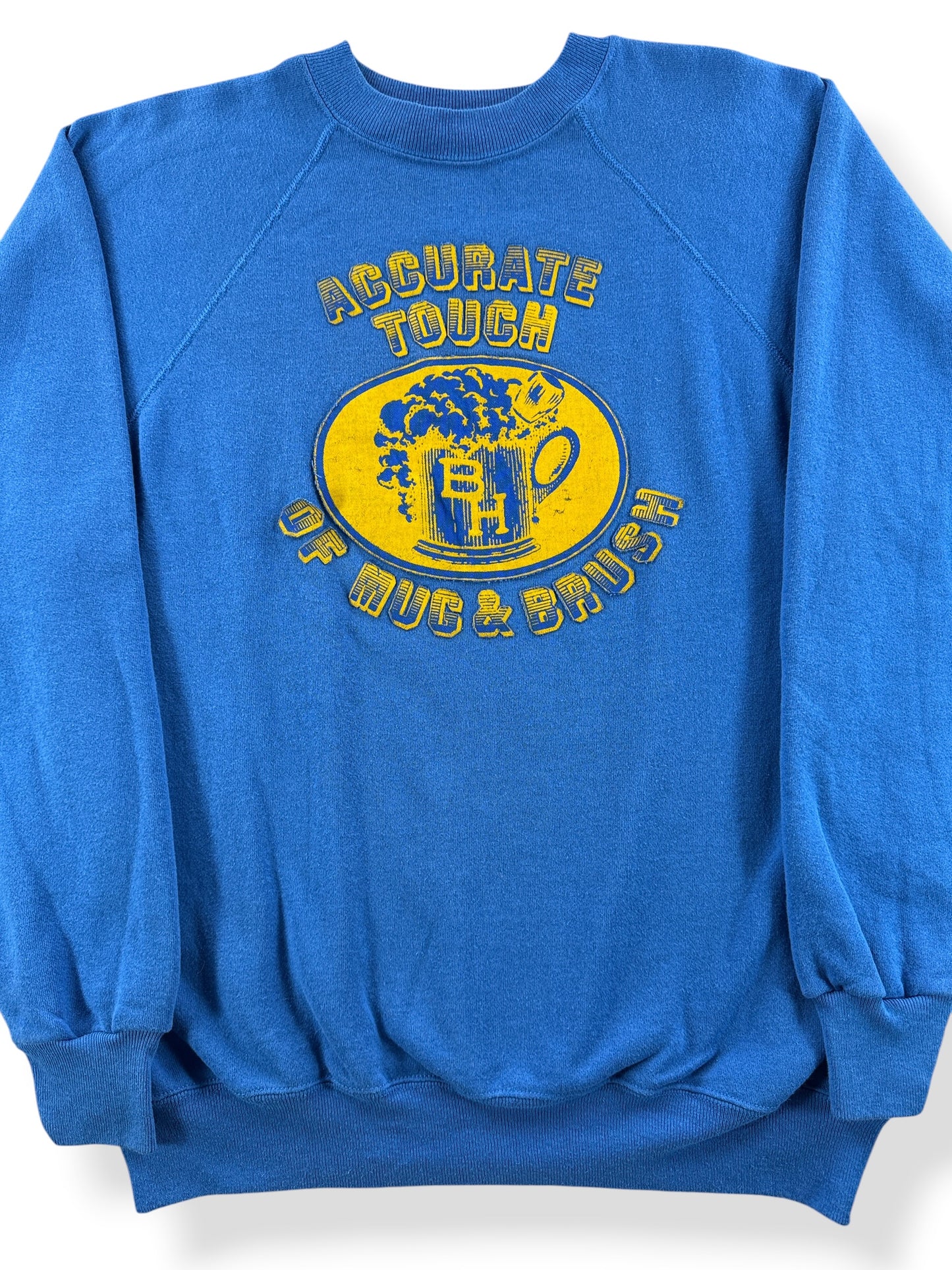 Front Close Up of Vintage Mug and Brush Crewneck SZ XL (Fits L)