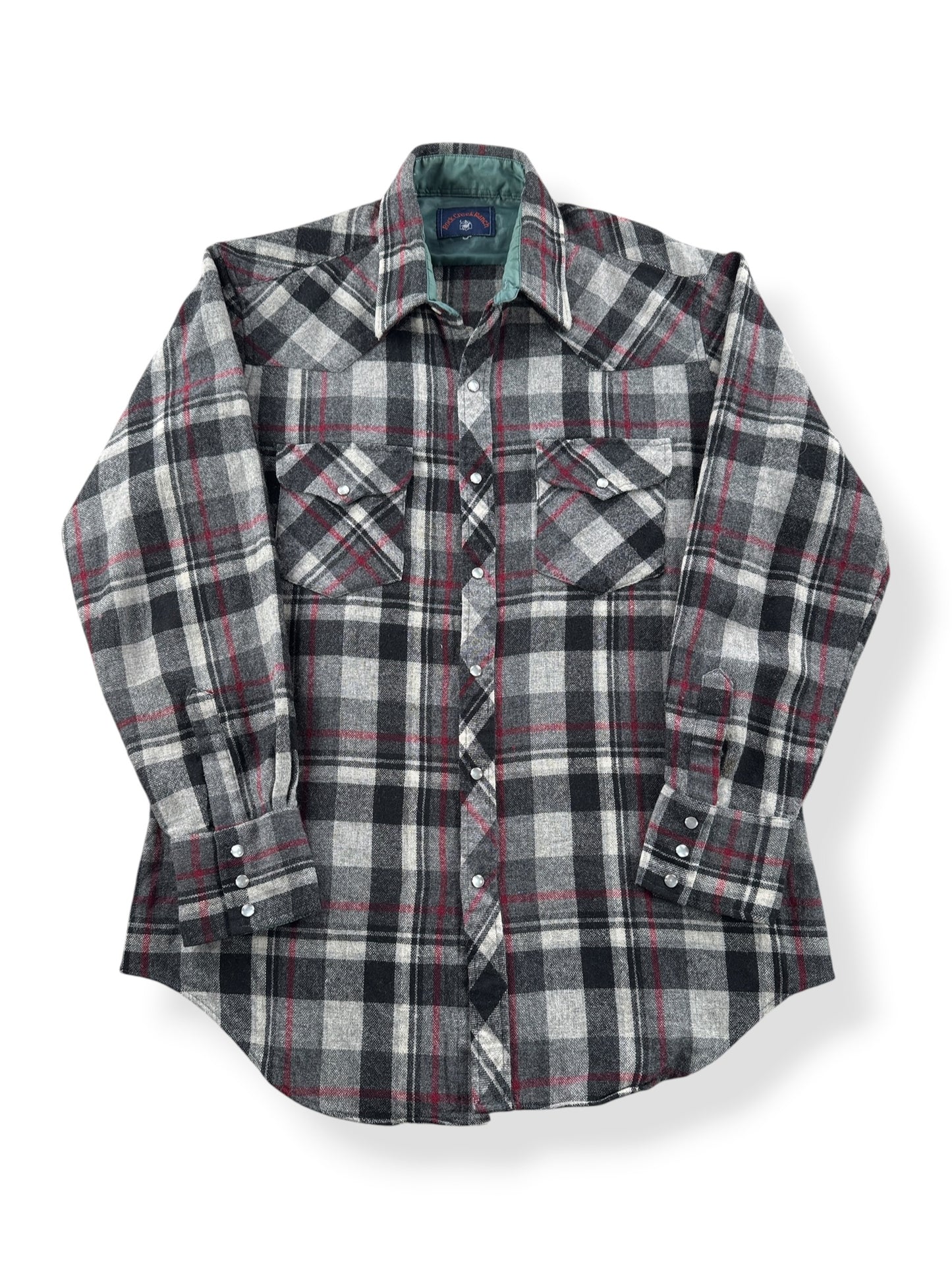 Front of Vintage Rock Creek Ranch Acrylic Flannel SZ XL