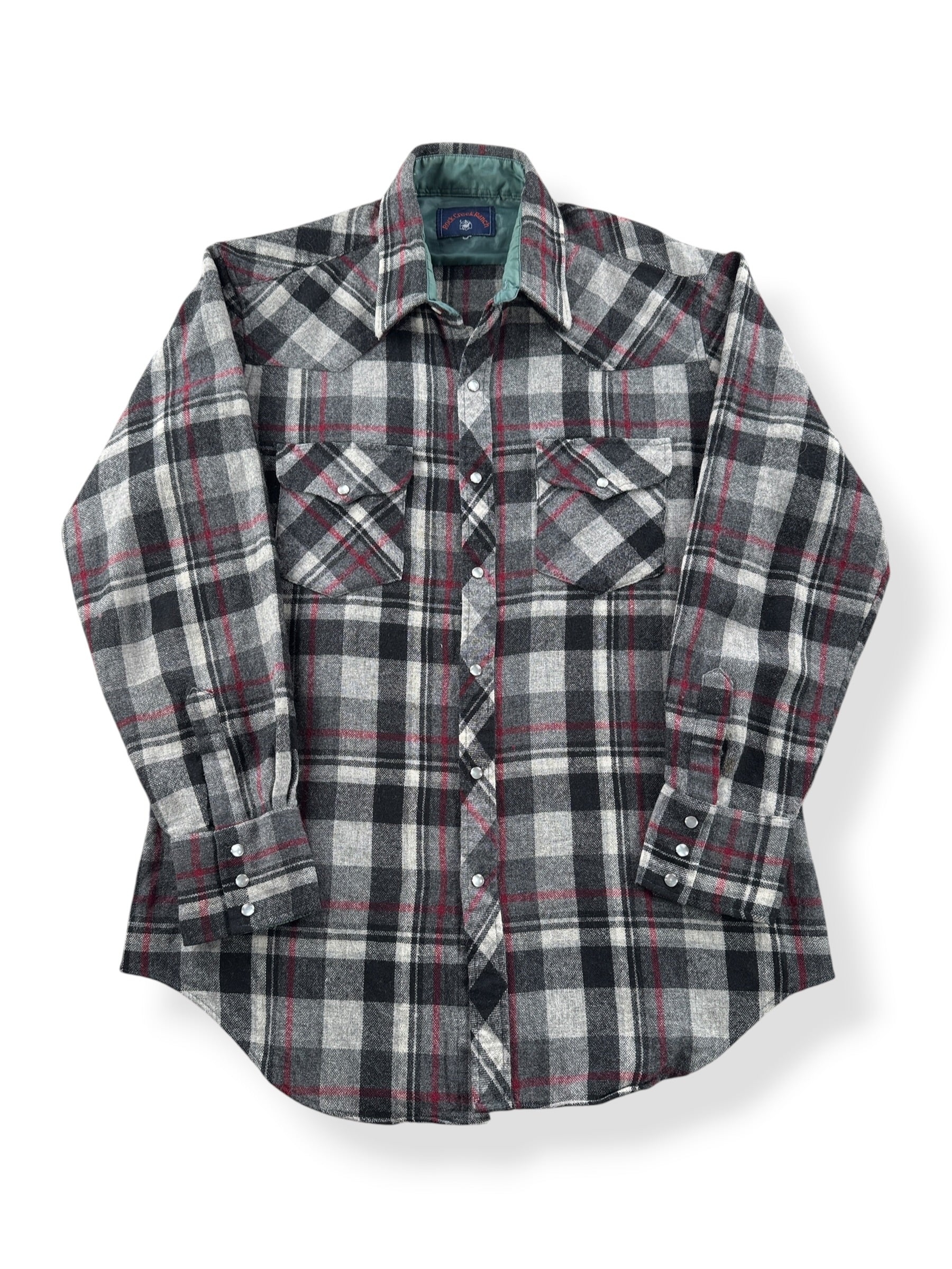 Front of Vintage Rock Creek Ranch Acrylic Flannel SZ XL