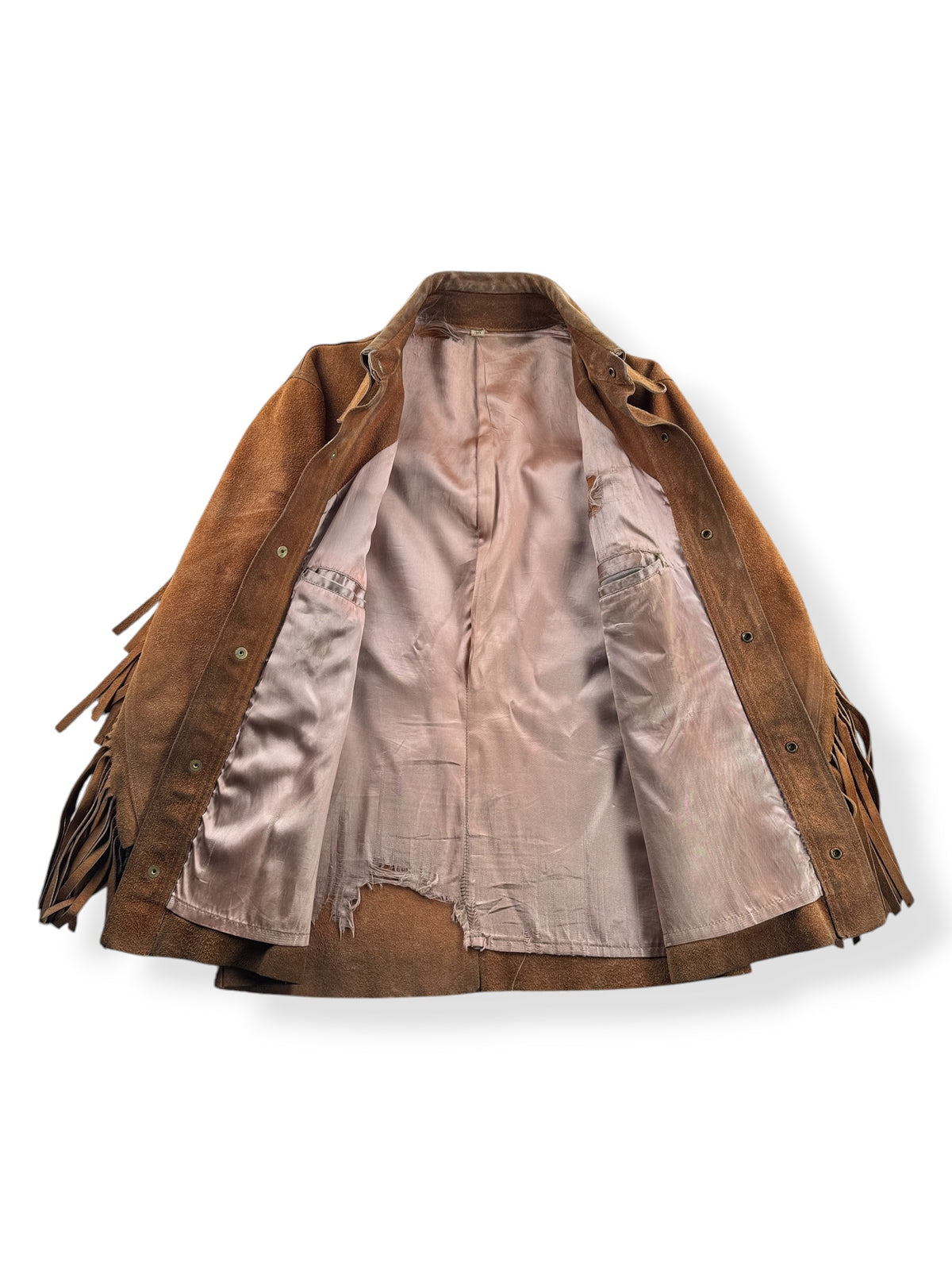Inside of Vintage Fringe Suede Jacket SZ 40