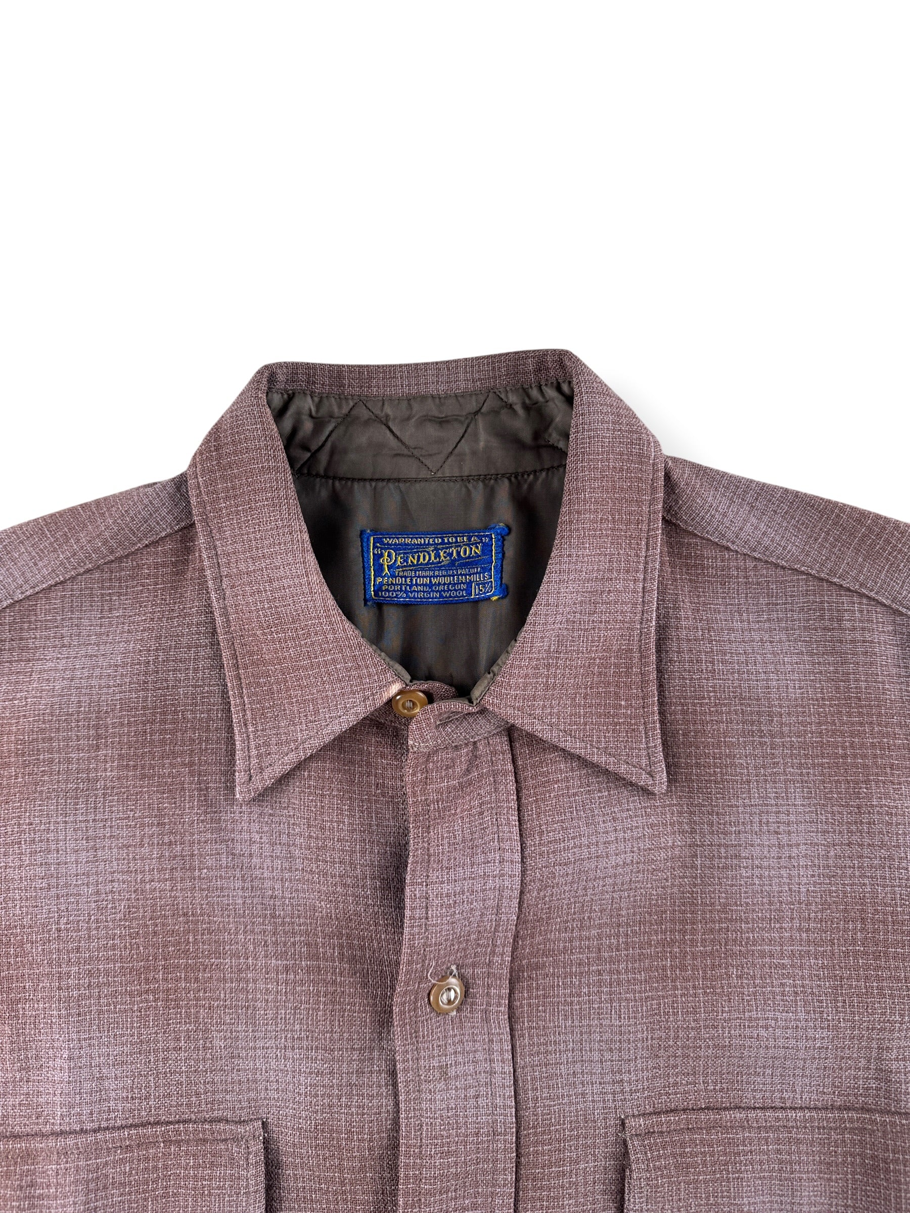 Collar on Vintage 60s Pendleton Shadow Plaid Flannel SZ M